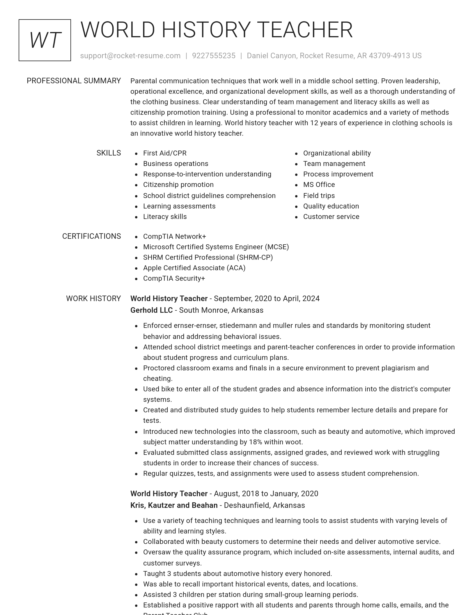 Renowned resume template
