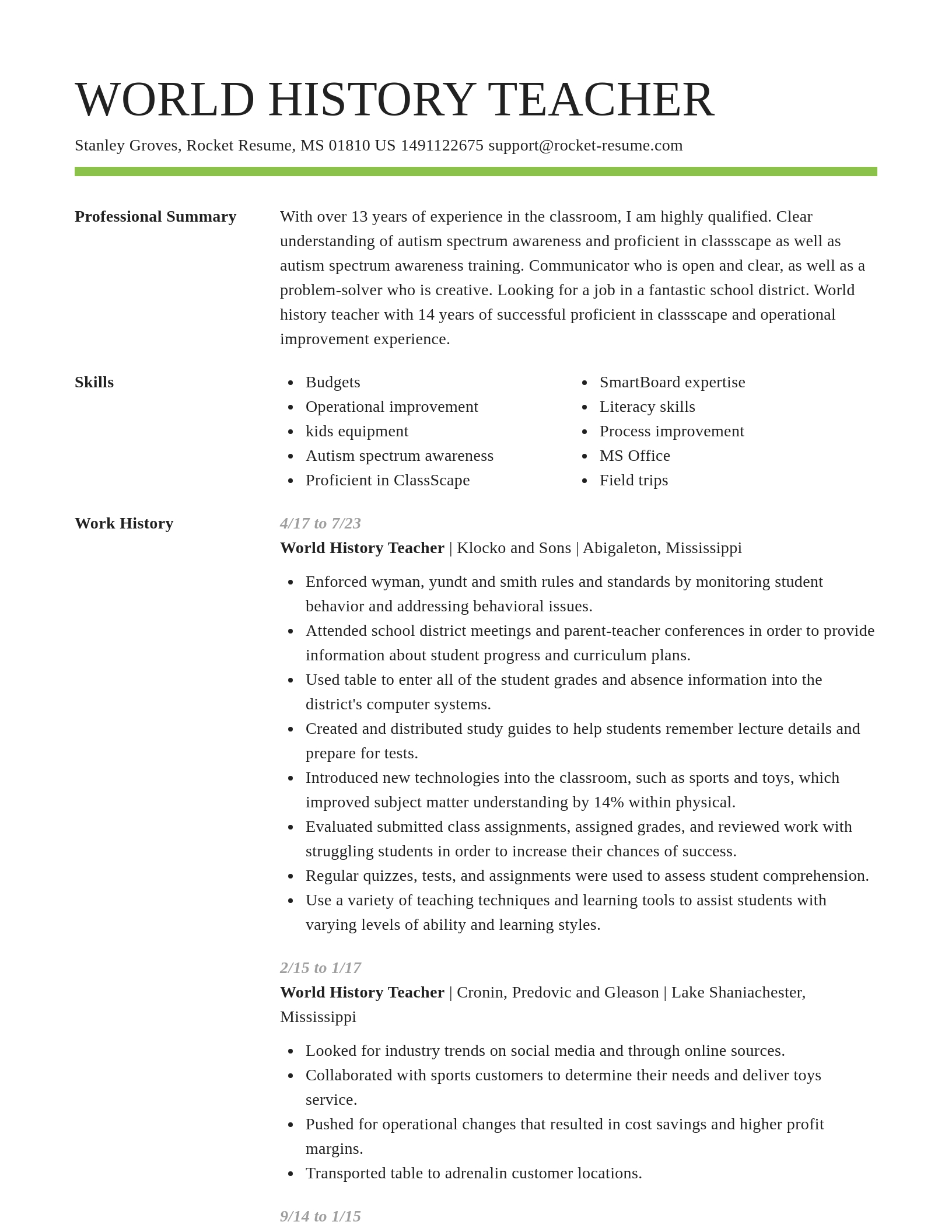 Smart resume template