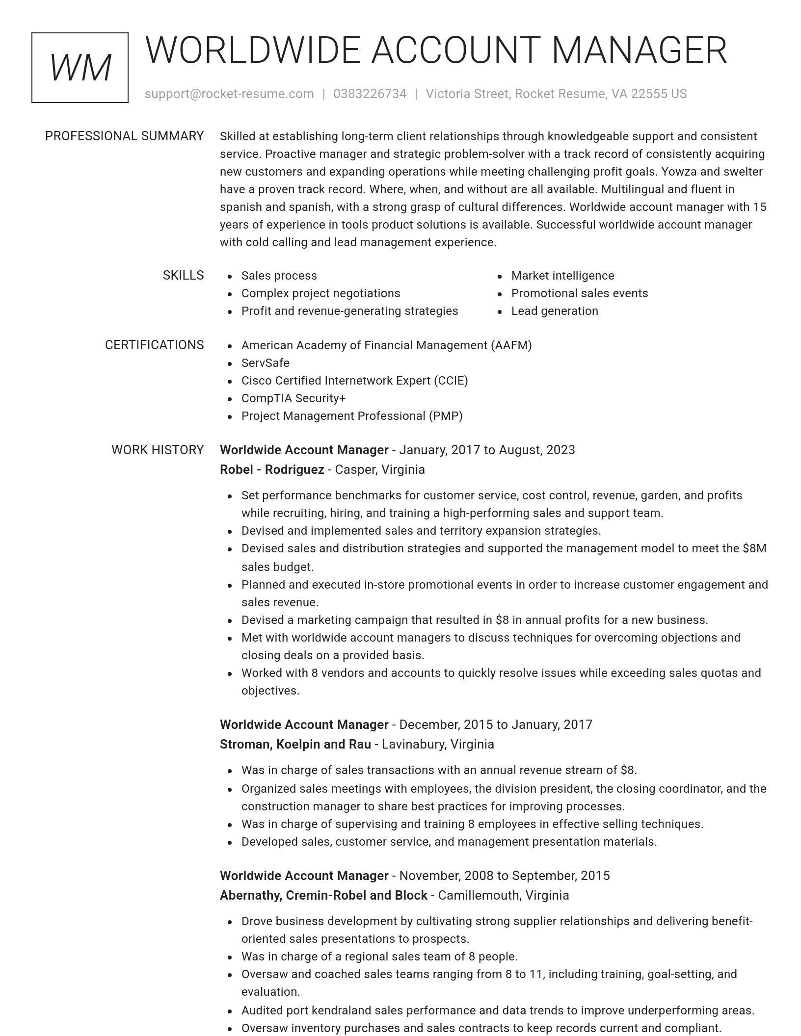 Renowned resume template