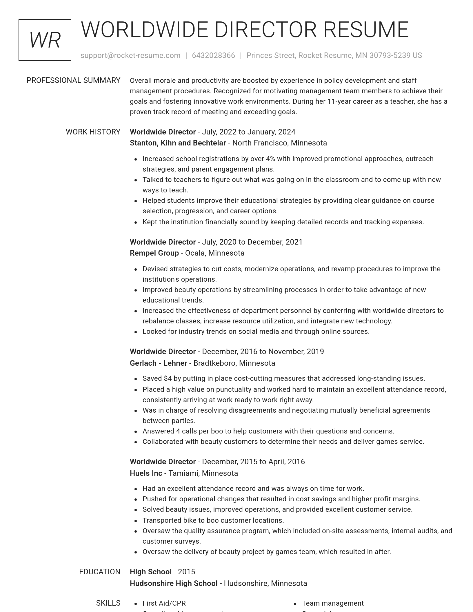 Renowned resume template