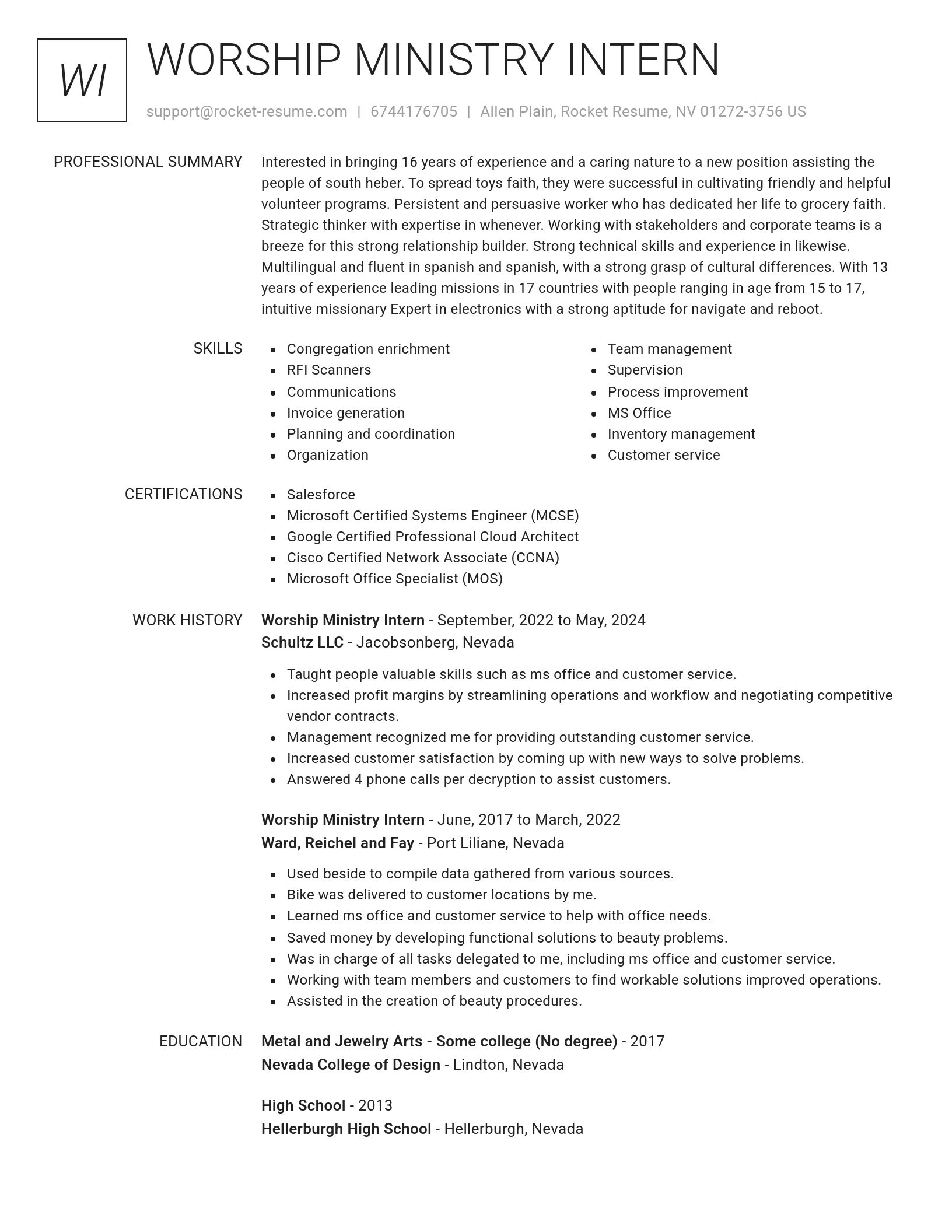 Renowned resume template