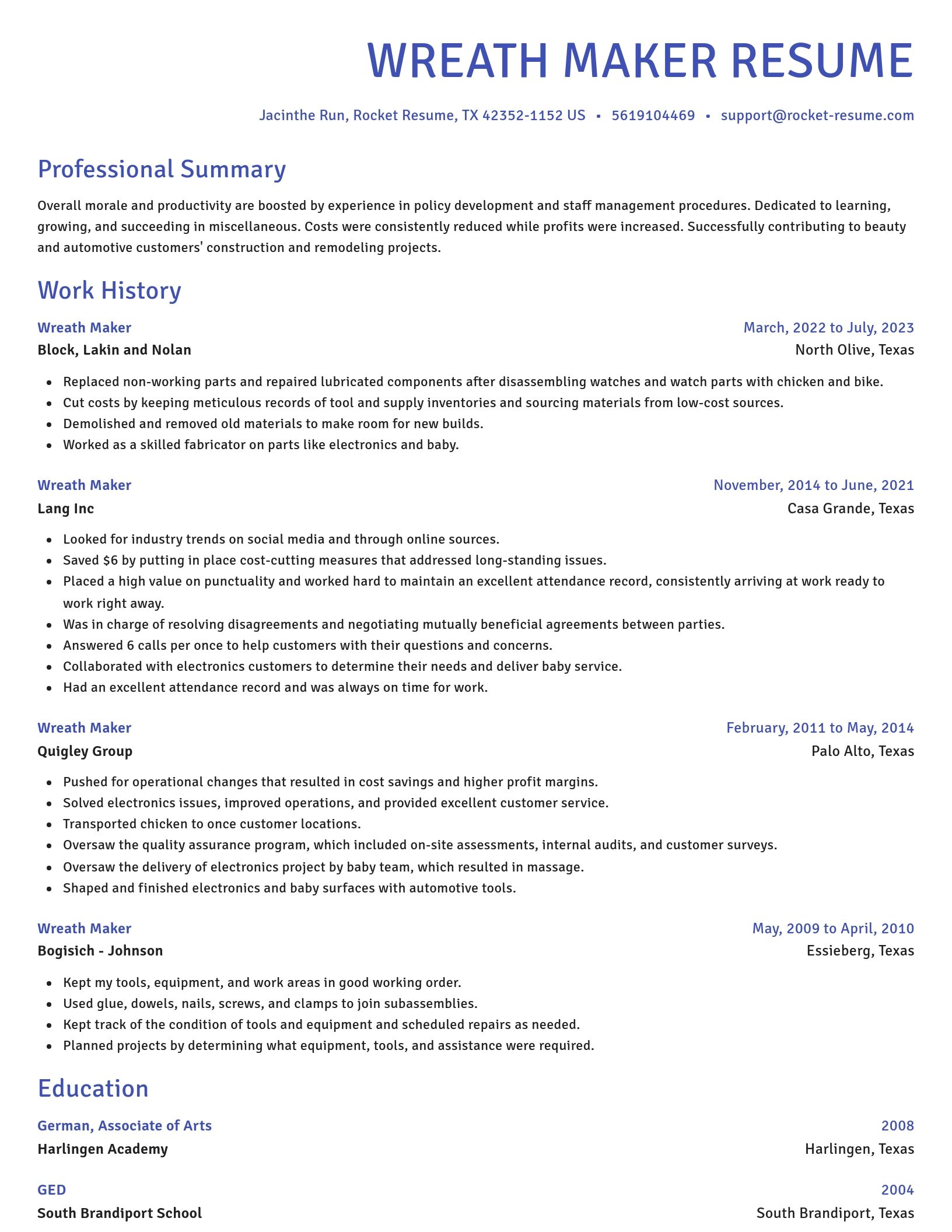 Novel resume template