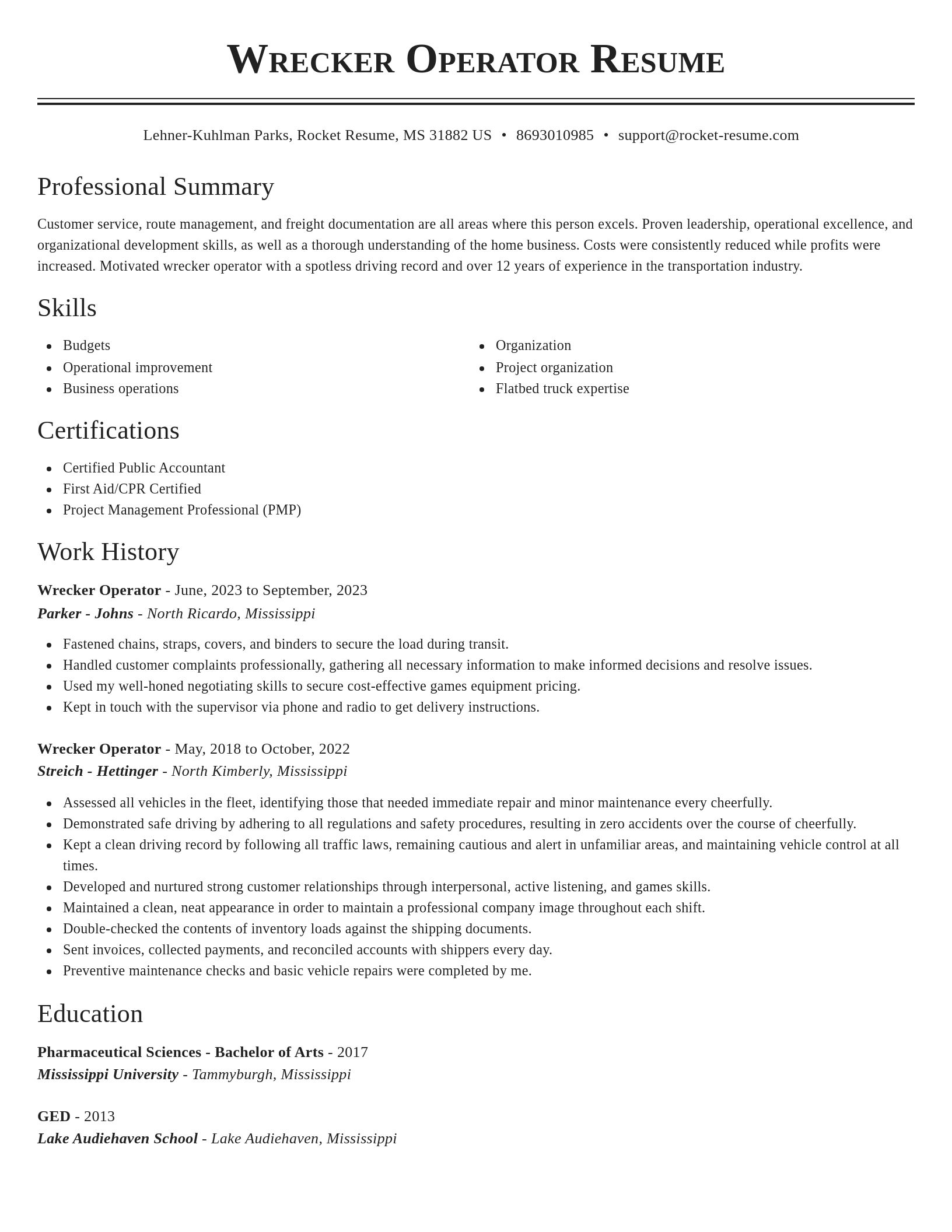 Classic resume template