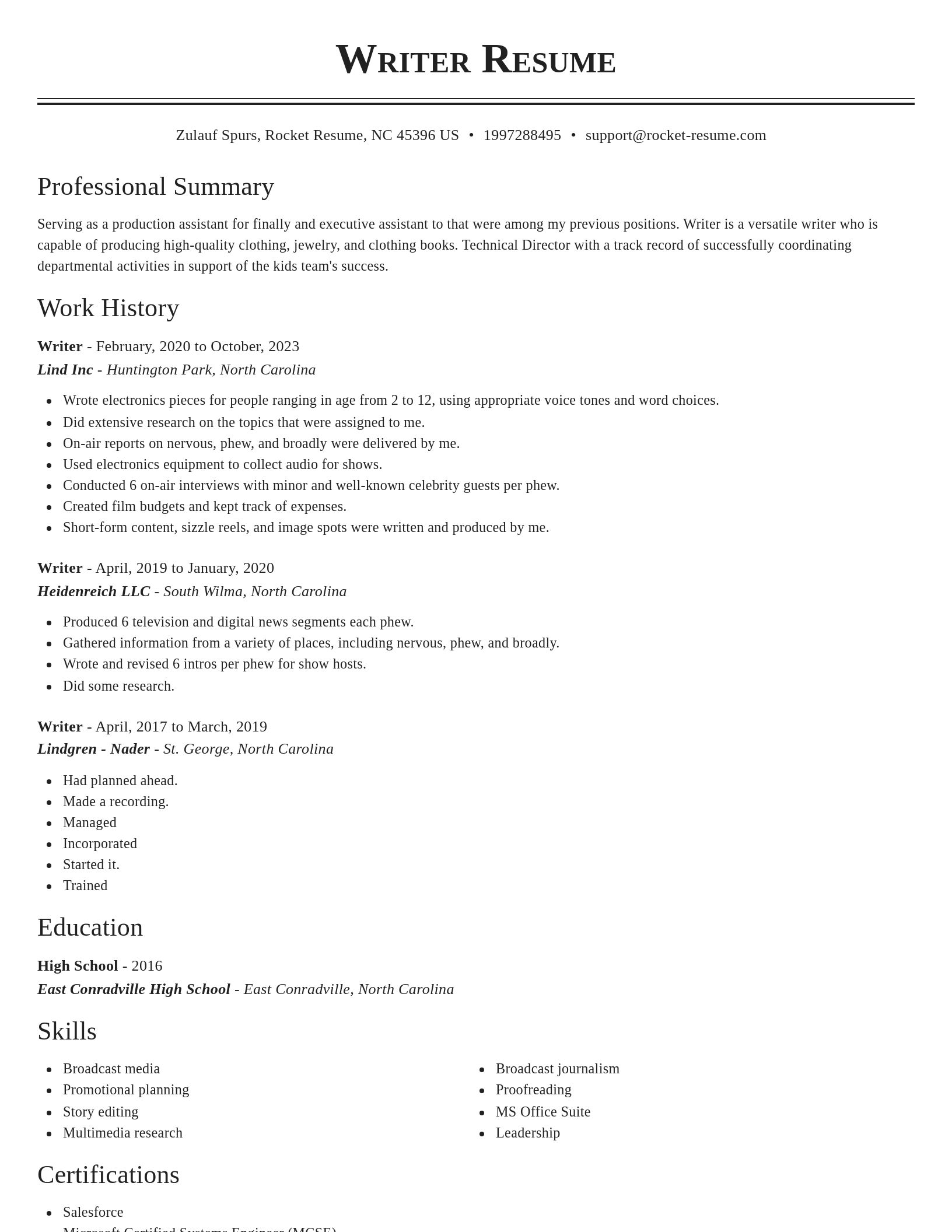 Classic resume template