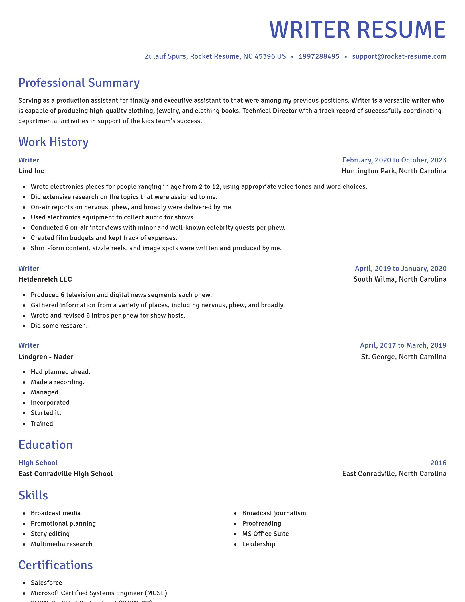 Novel resume template