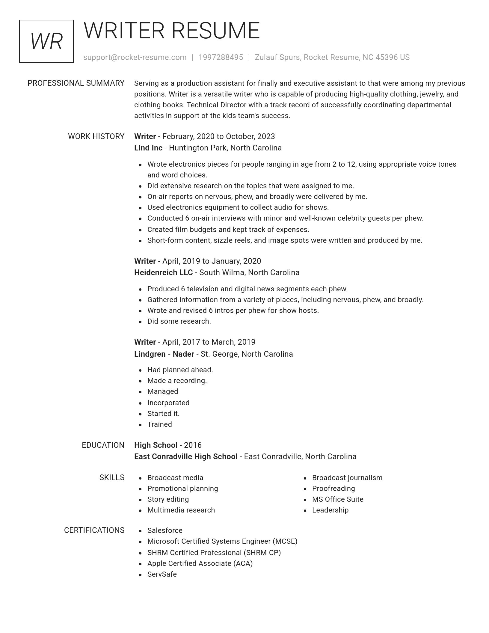 Renowned resume template