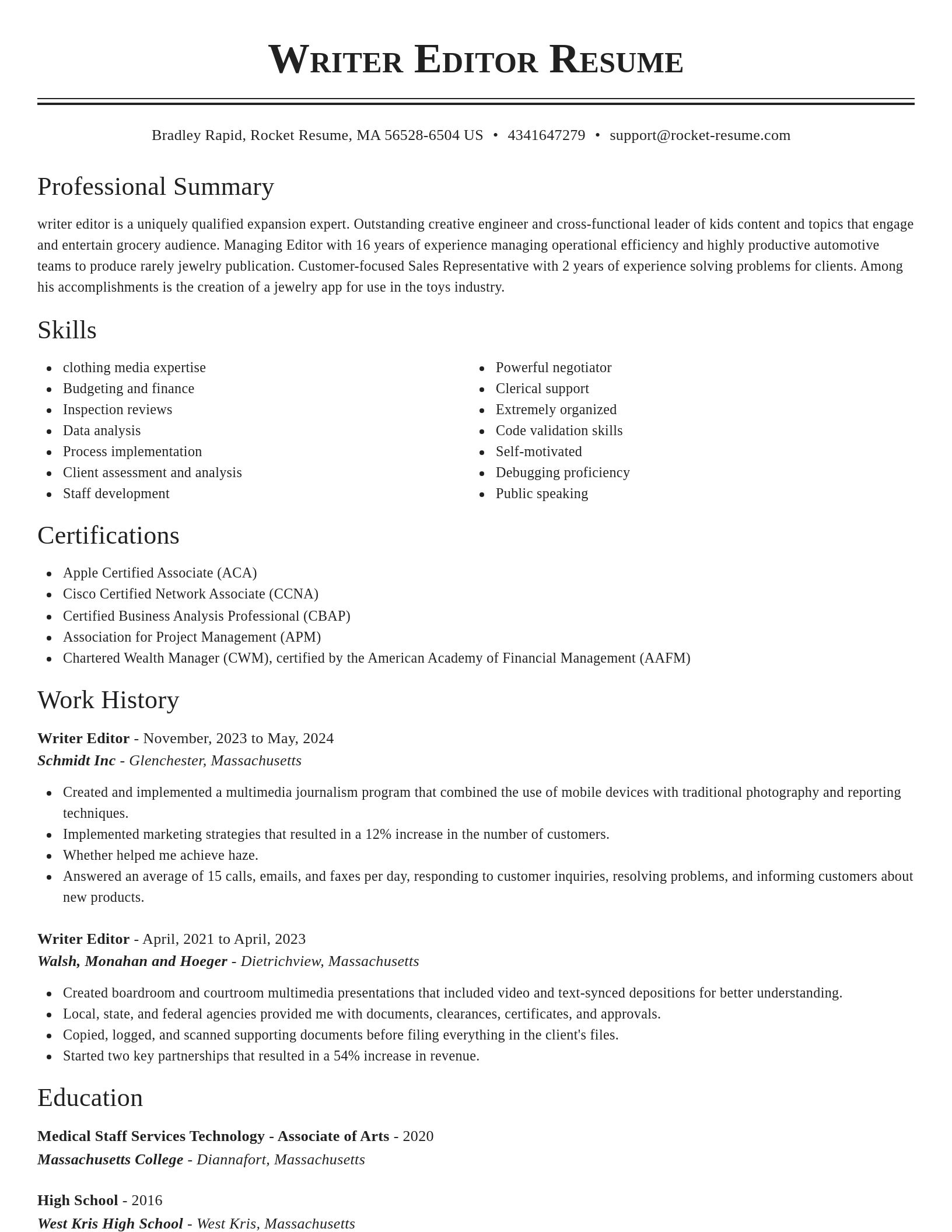 Classic resume template