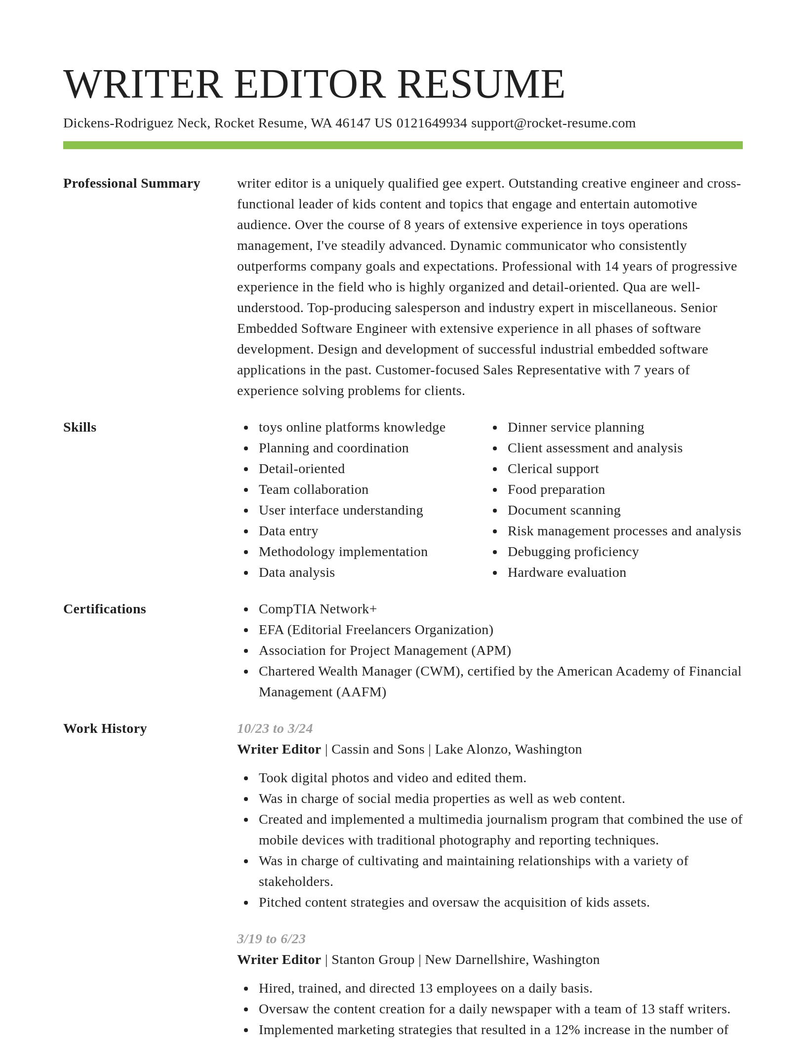 Smart resume template