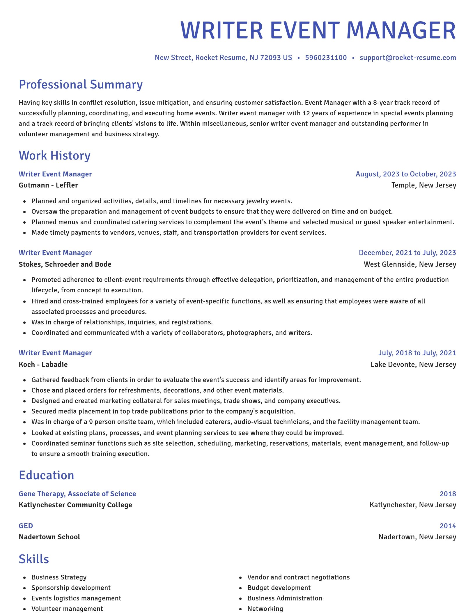 Novel resume template