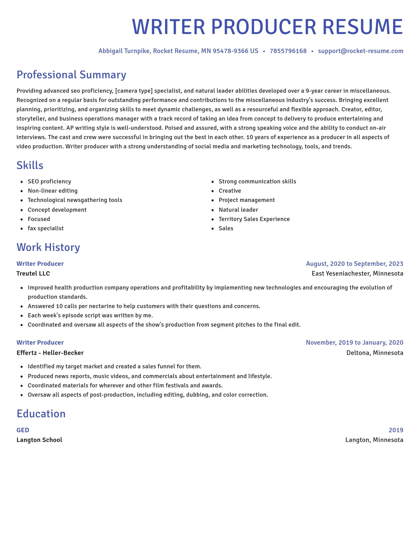 Novel resume template