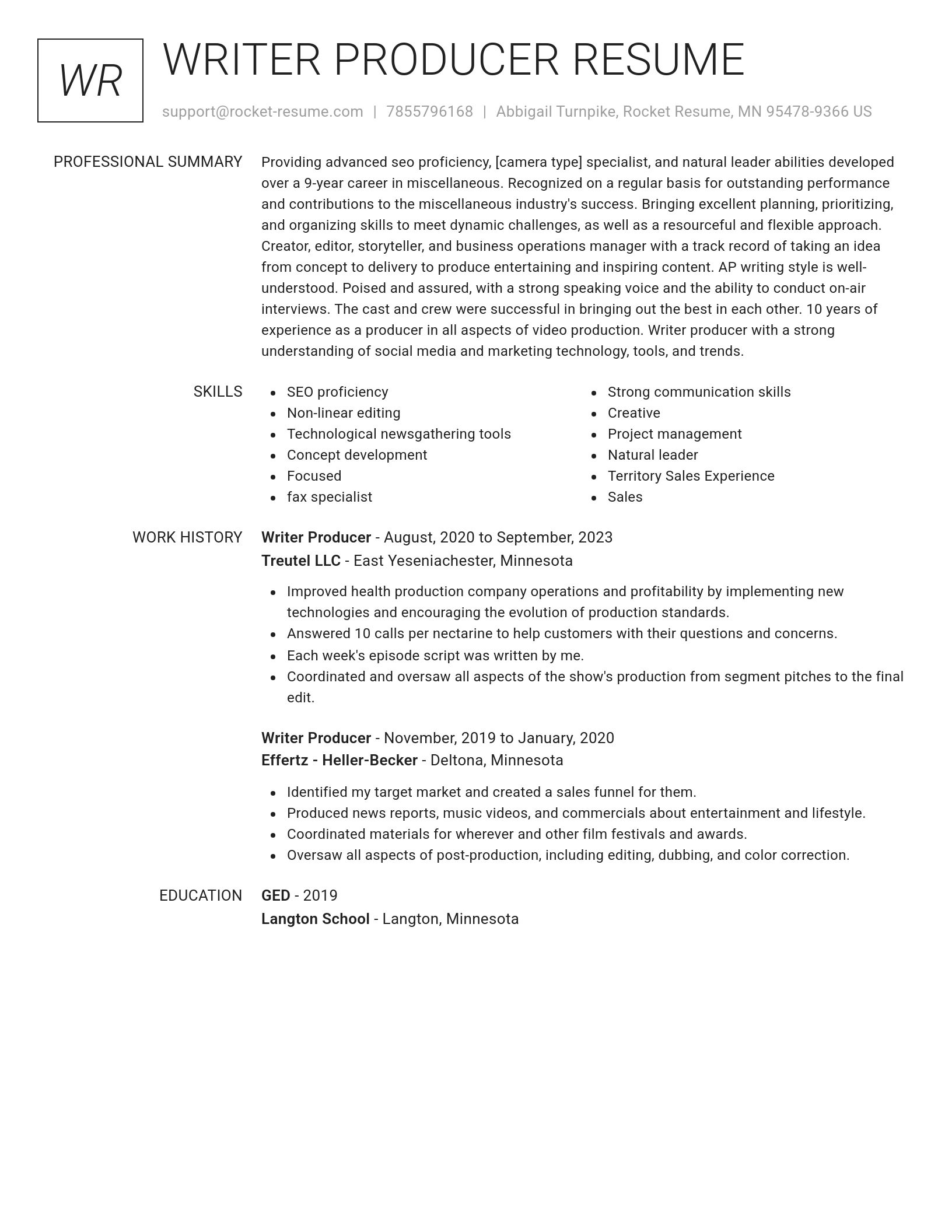 Renowned resume template