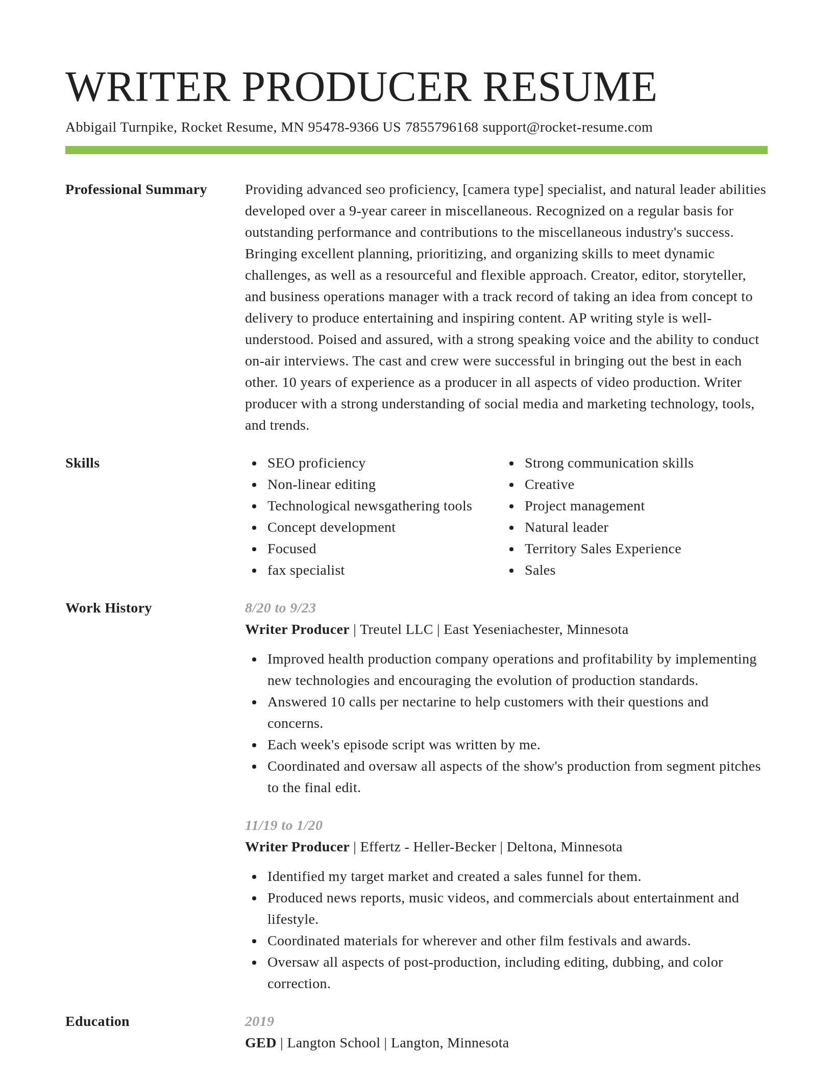 Smart resume template