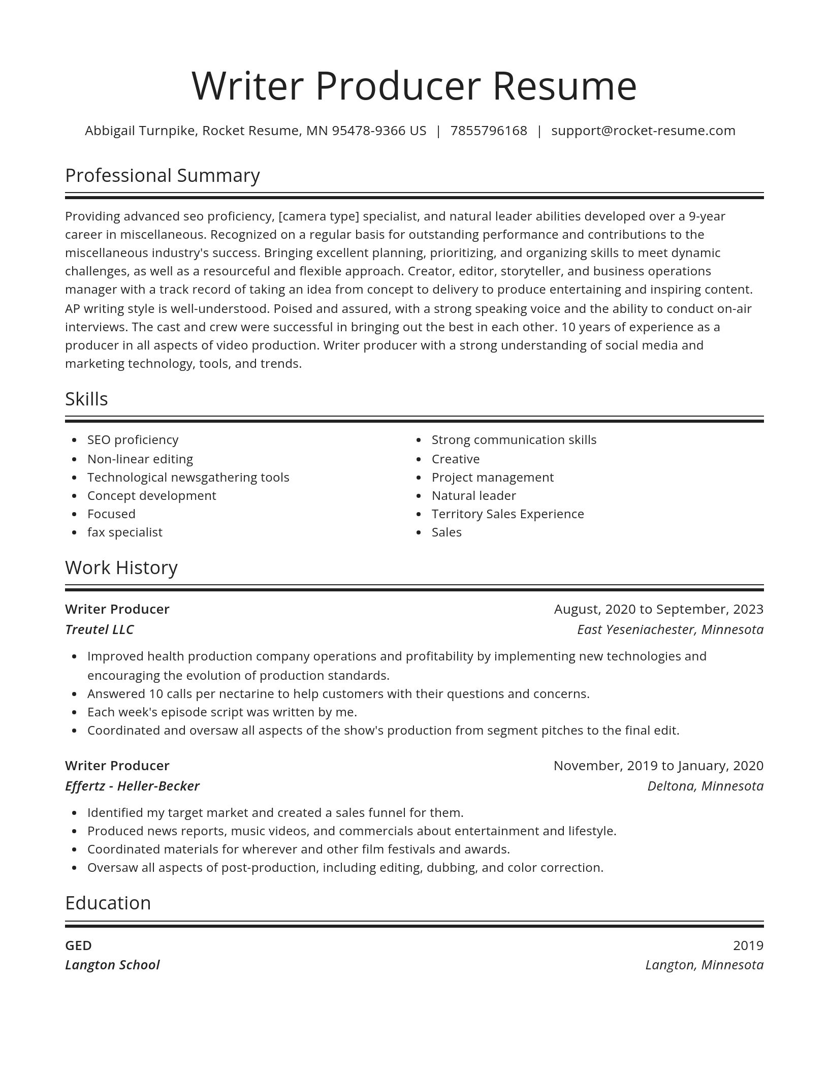 Spotlight resume template