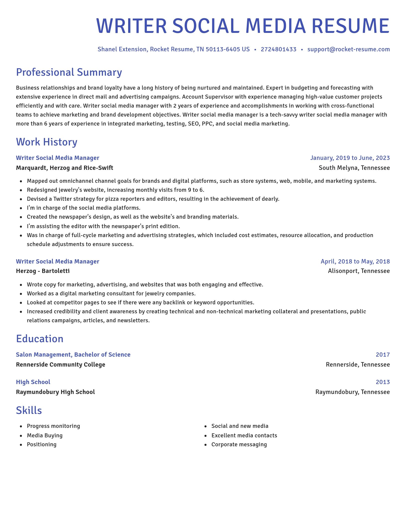 Novel resume template