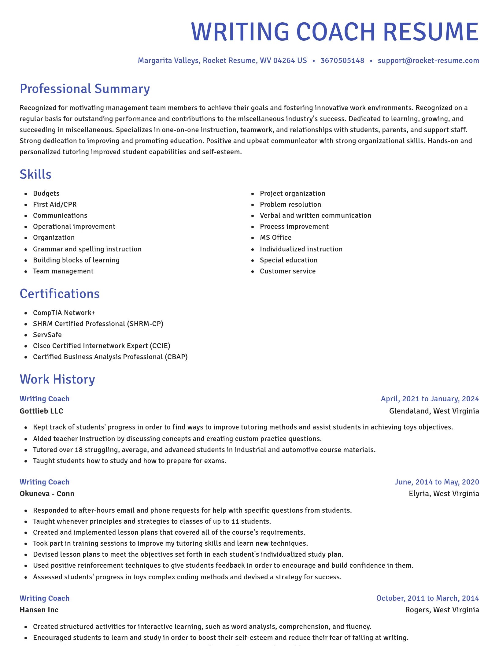 Novel resume template