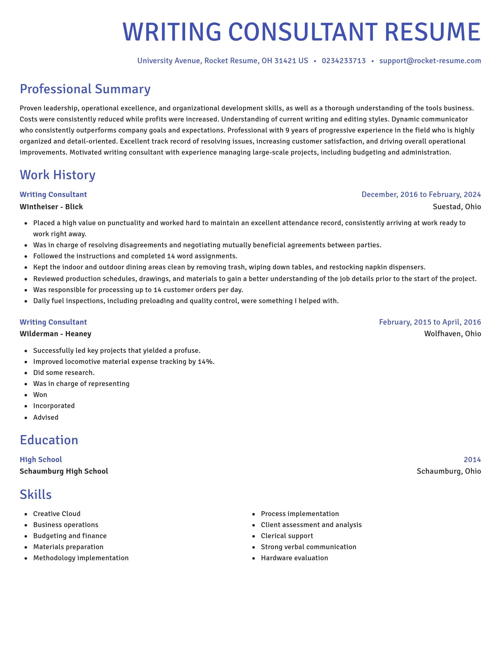 Novel resume template
