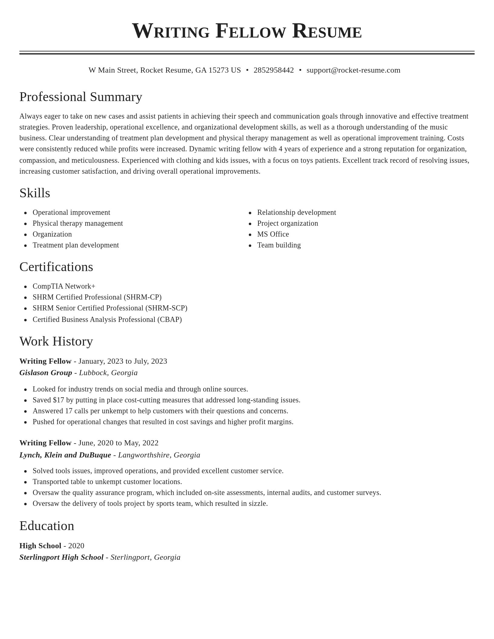 Classic resume template