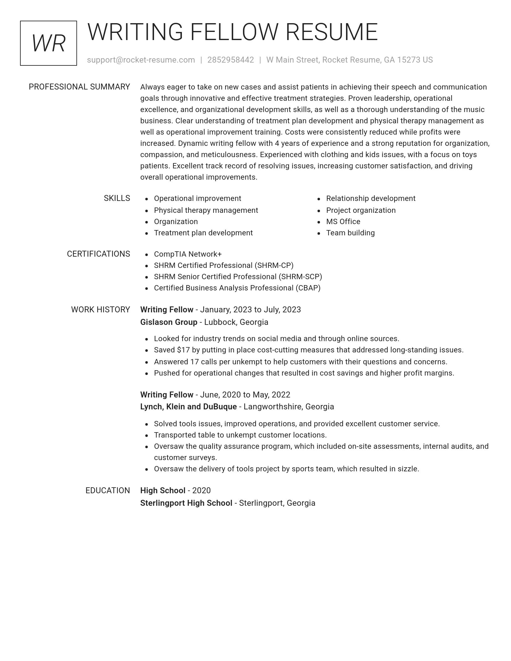 Renowned resume template