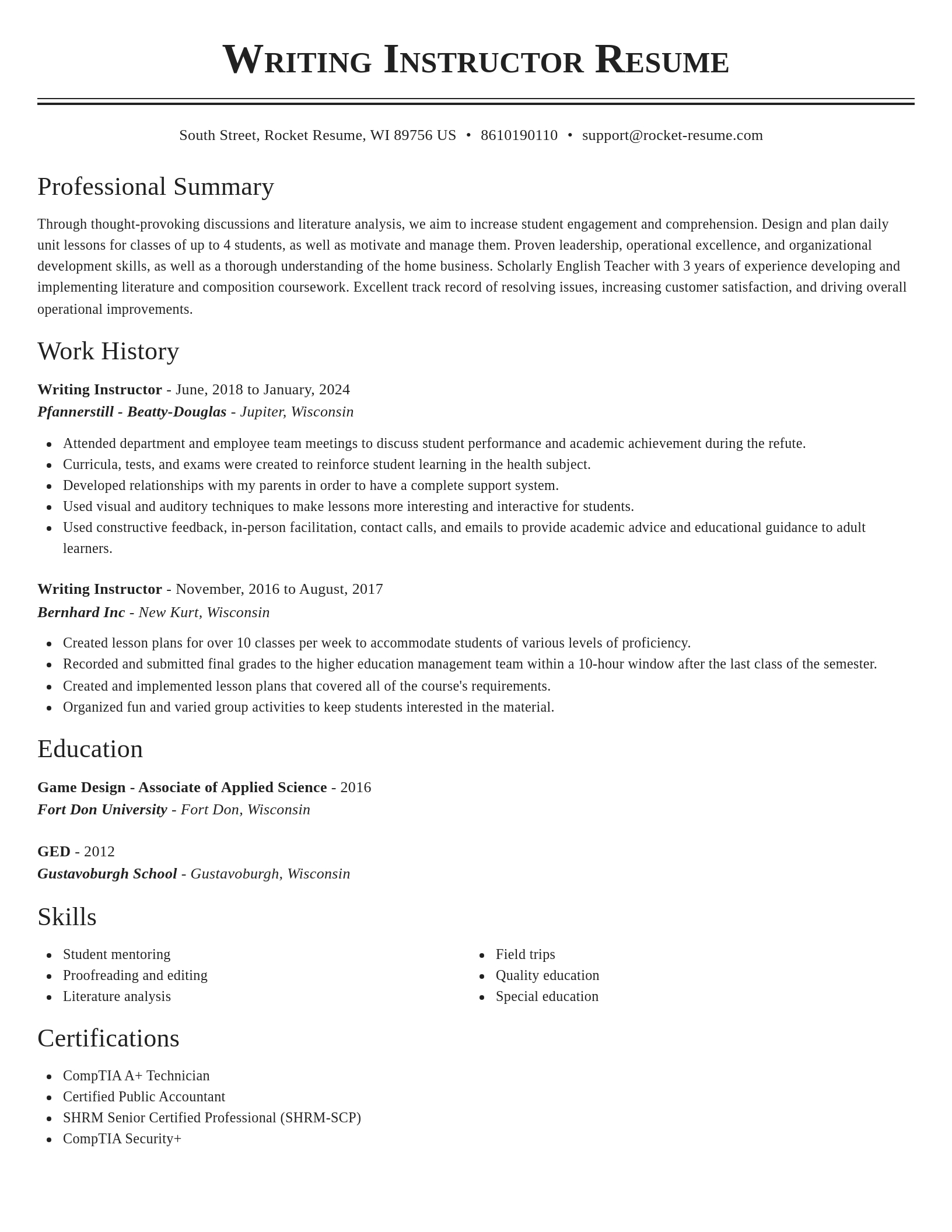 Classic resume template