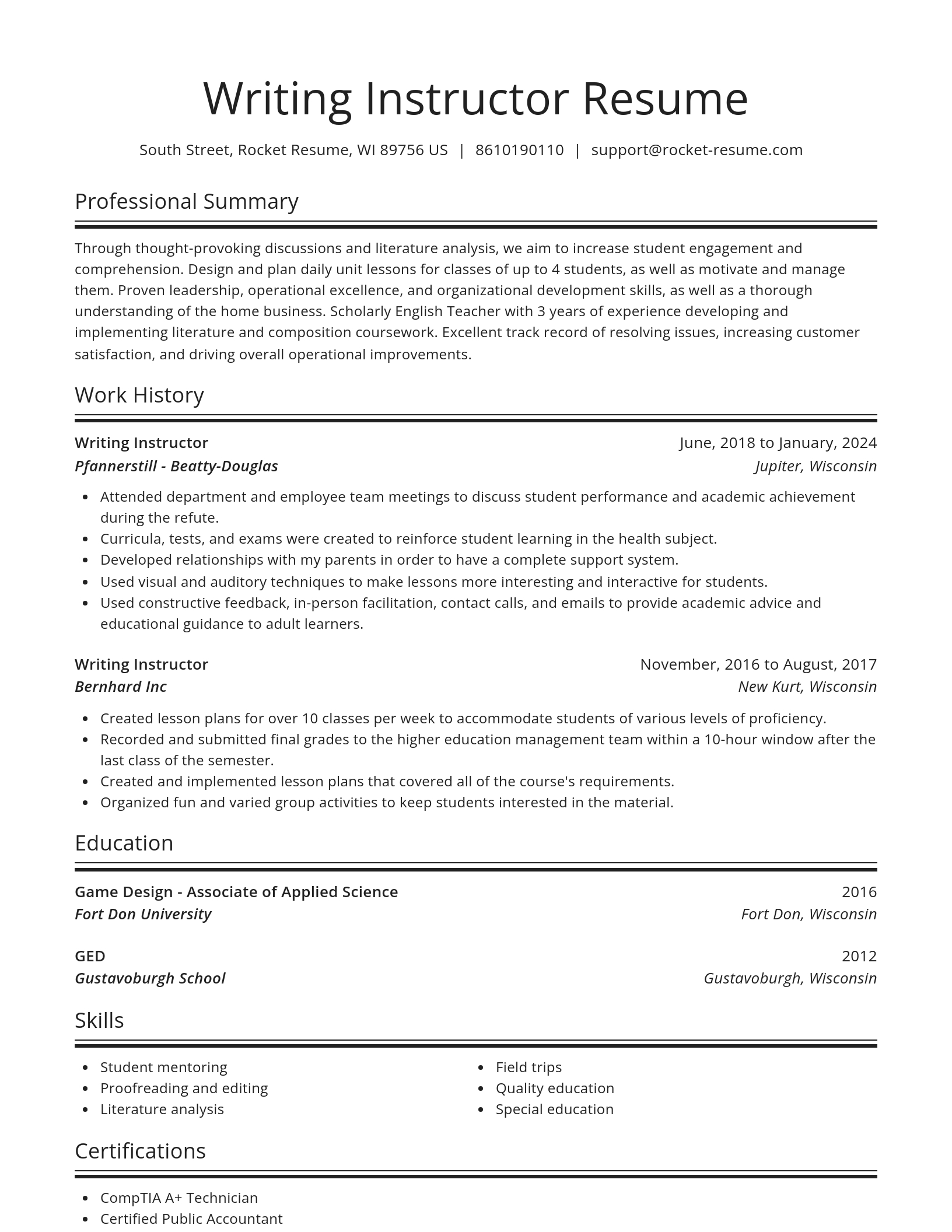 Spotlight resume template