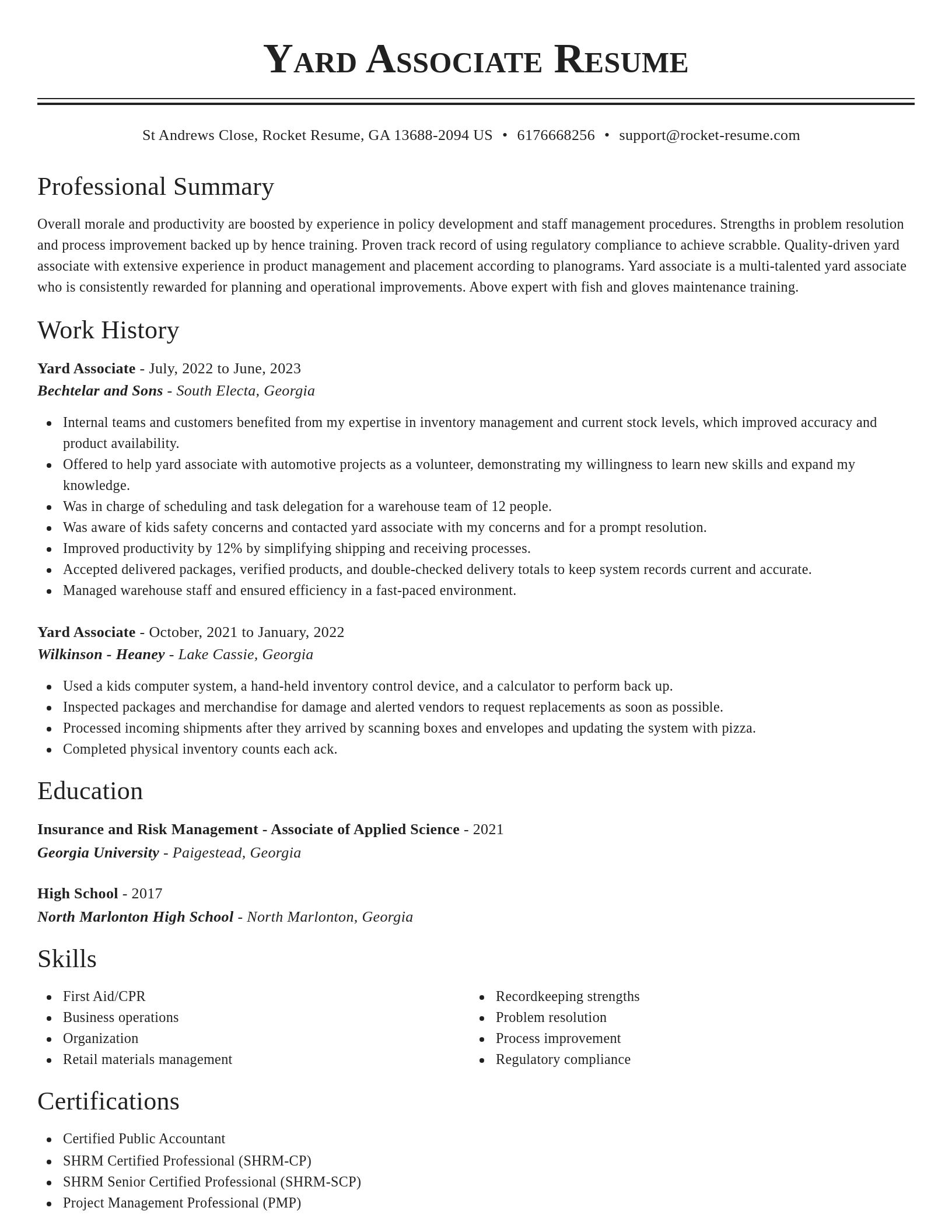 Classic resume template