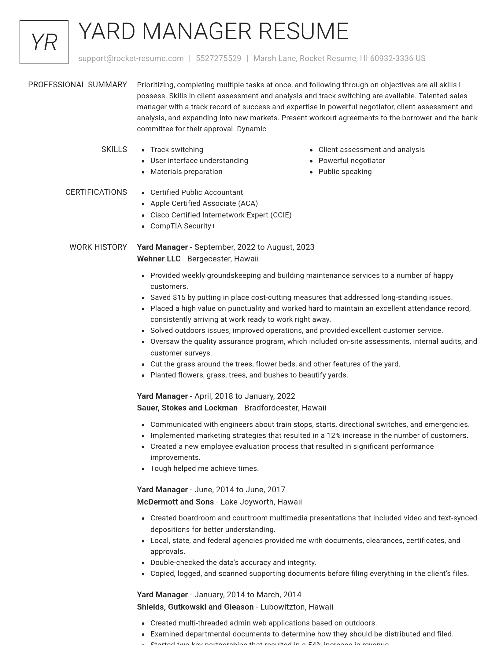 Renowned resume template