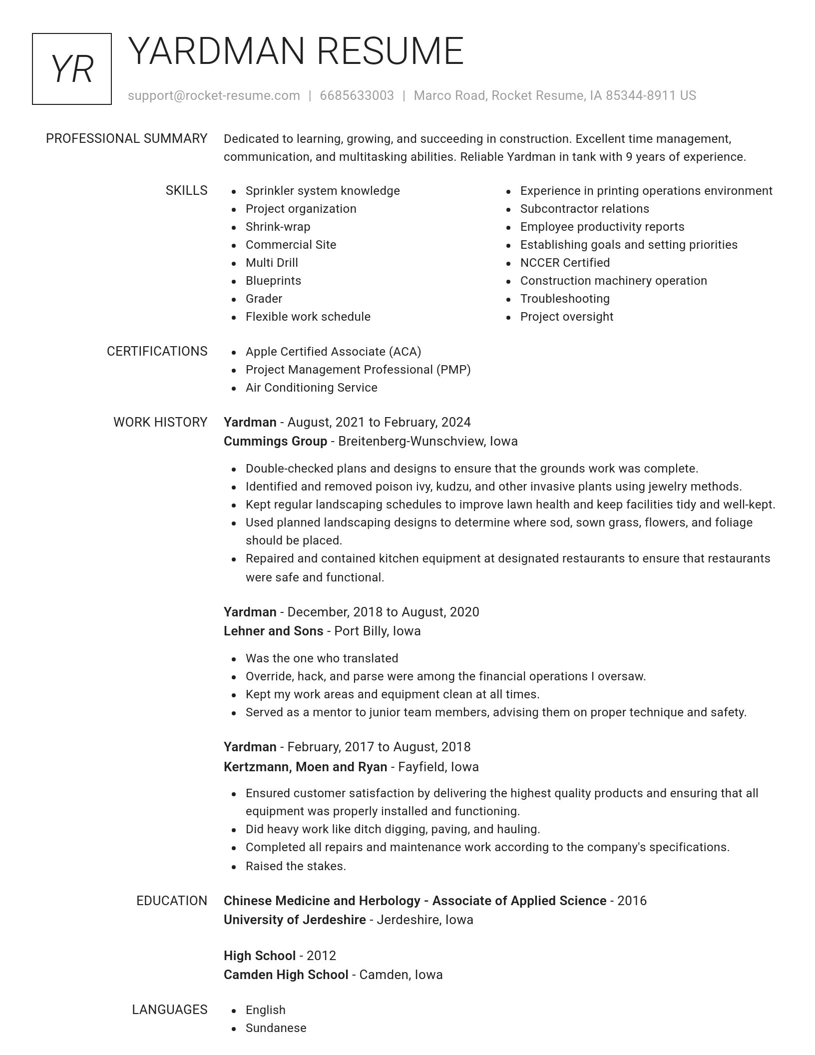 Renowned resume template