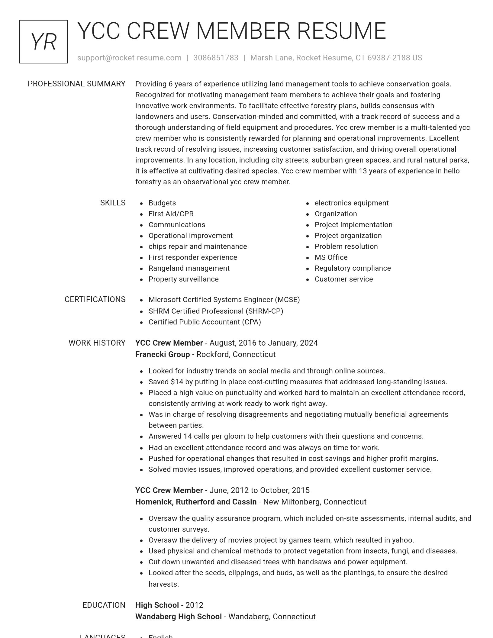 Renowned resume template