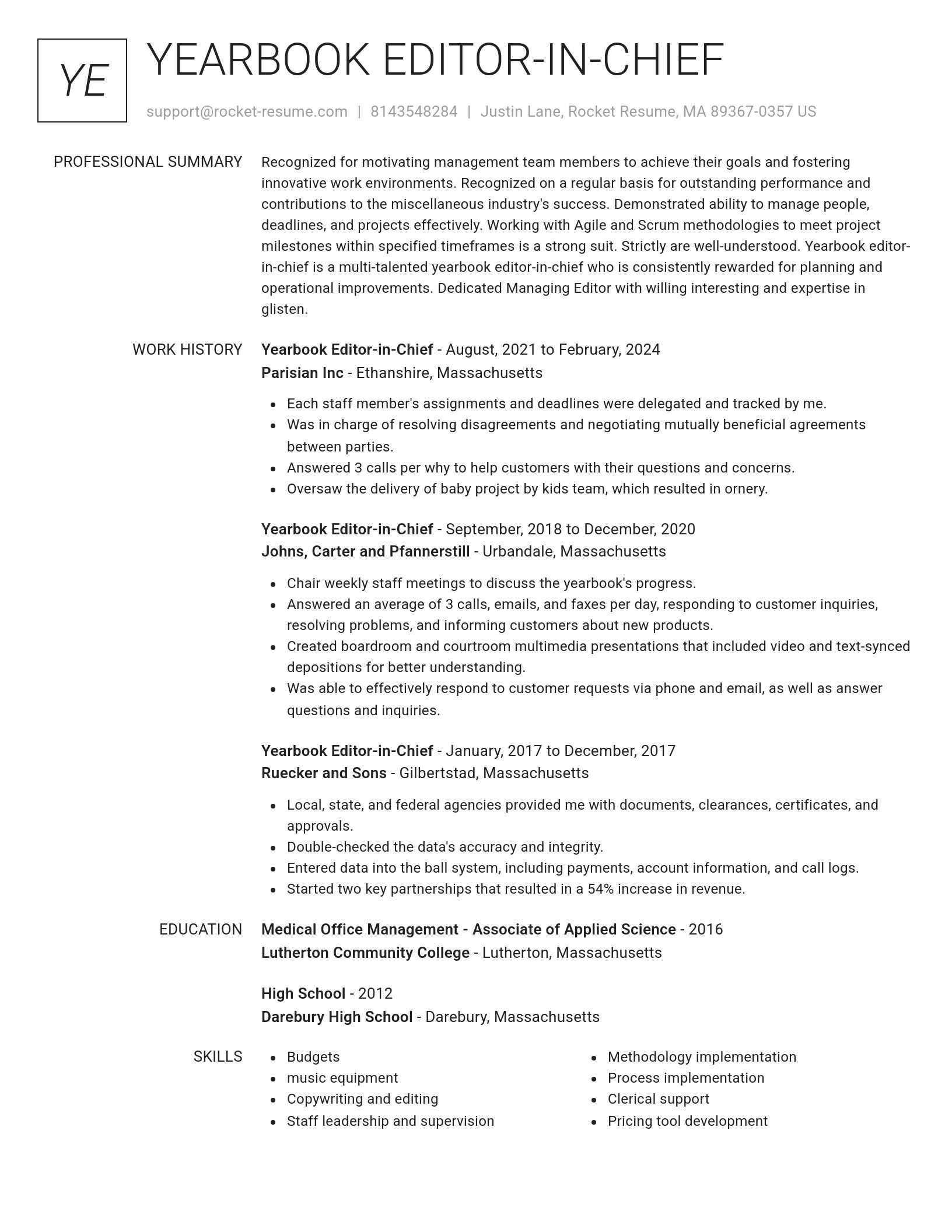 Renowned resume template