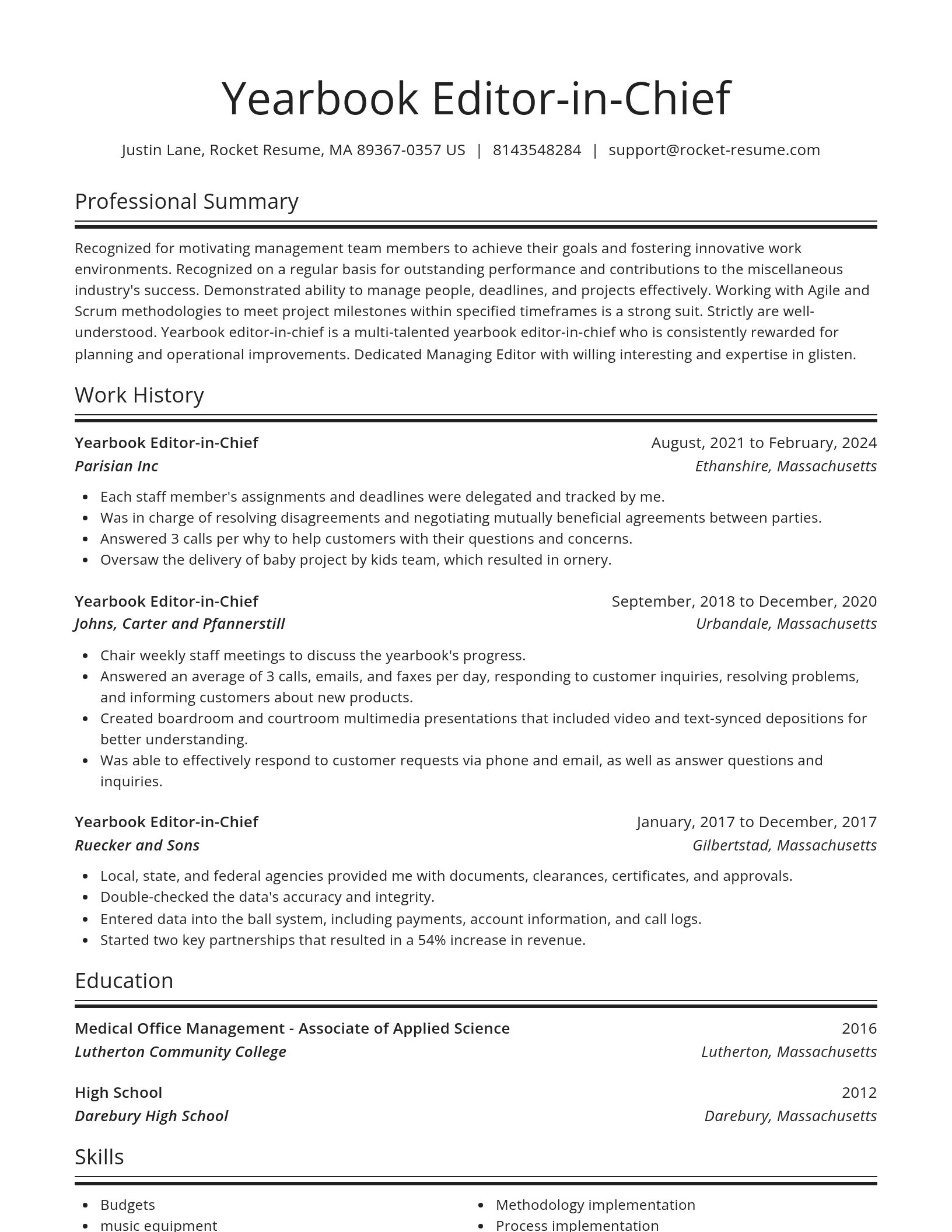 Spotlight resume template