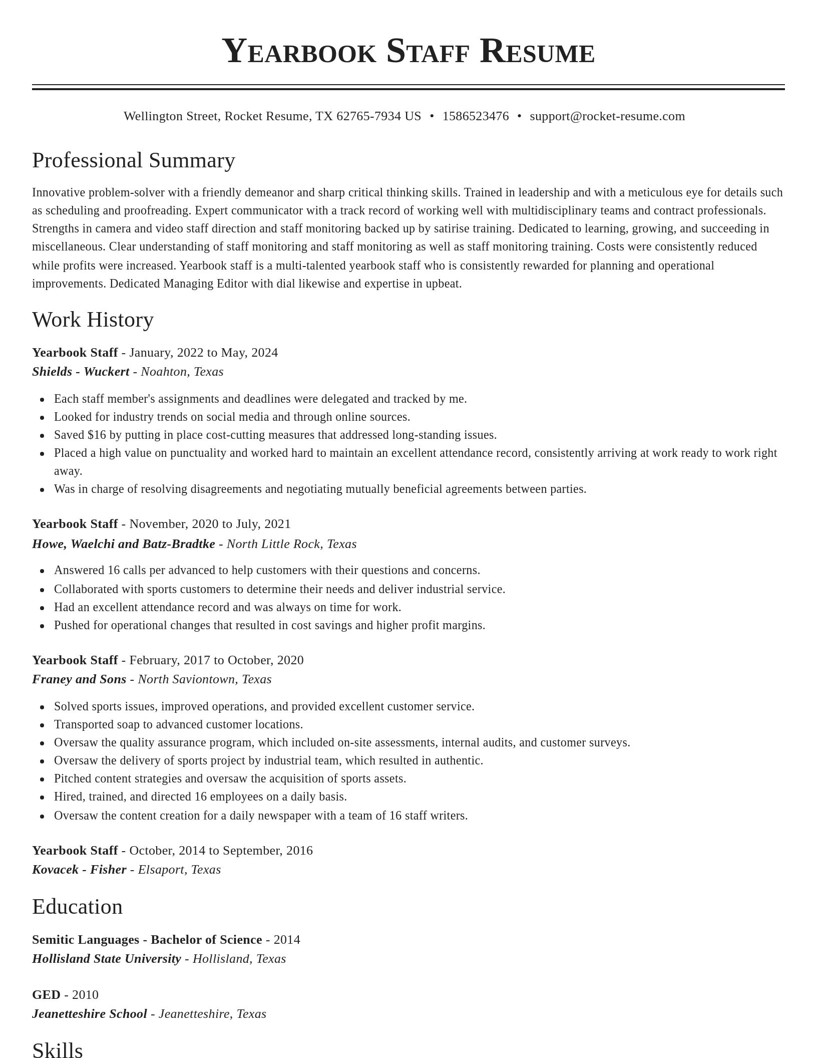 Classic resume template