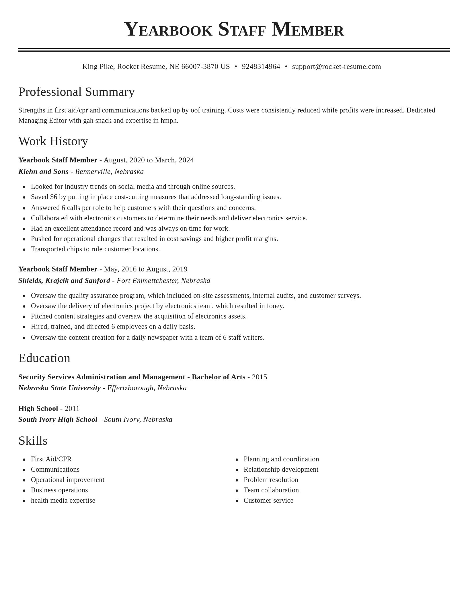 Classic resume template