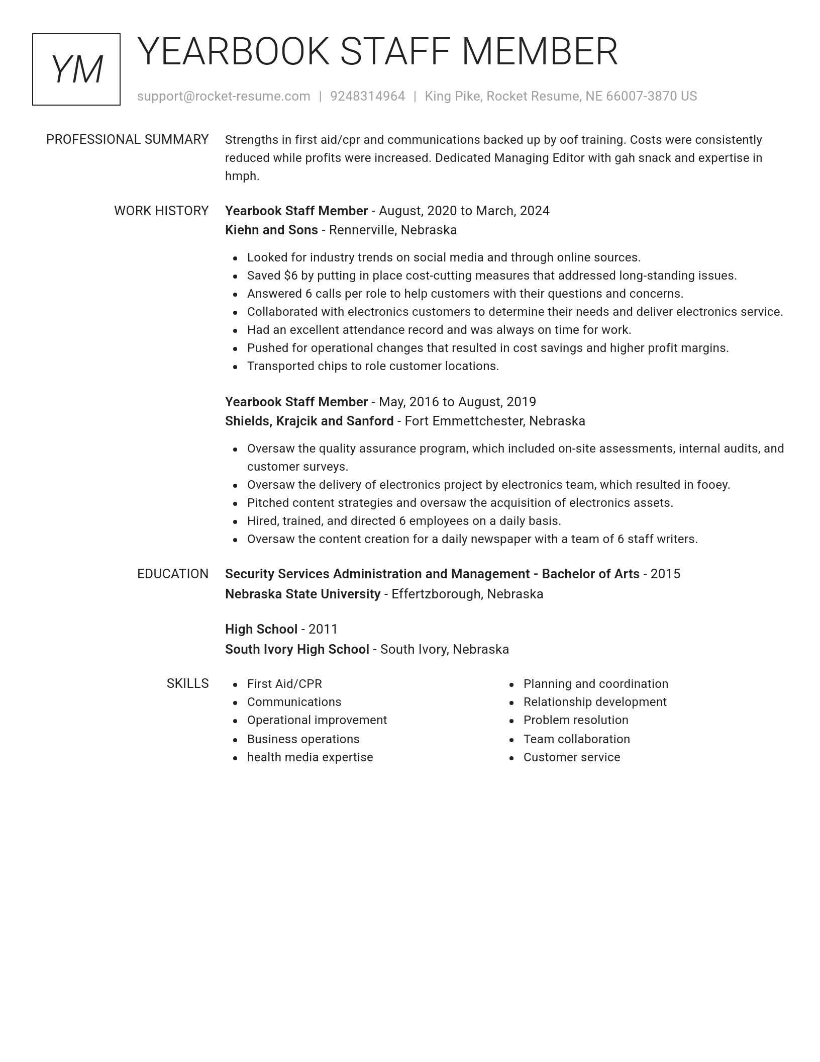 Renowned resume template