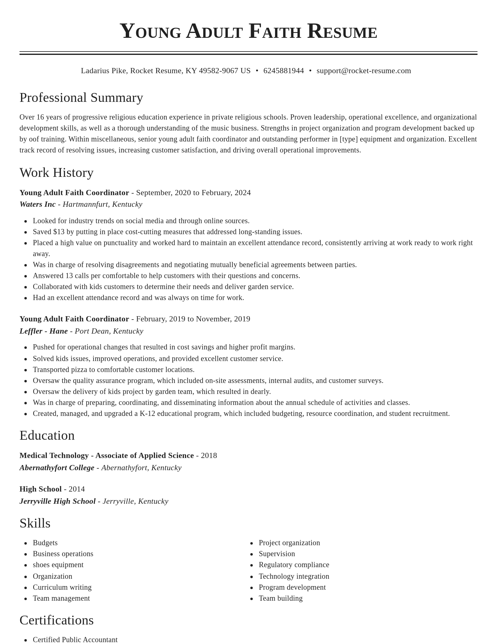 Classic resume template