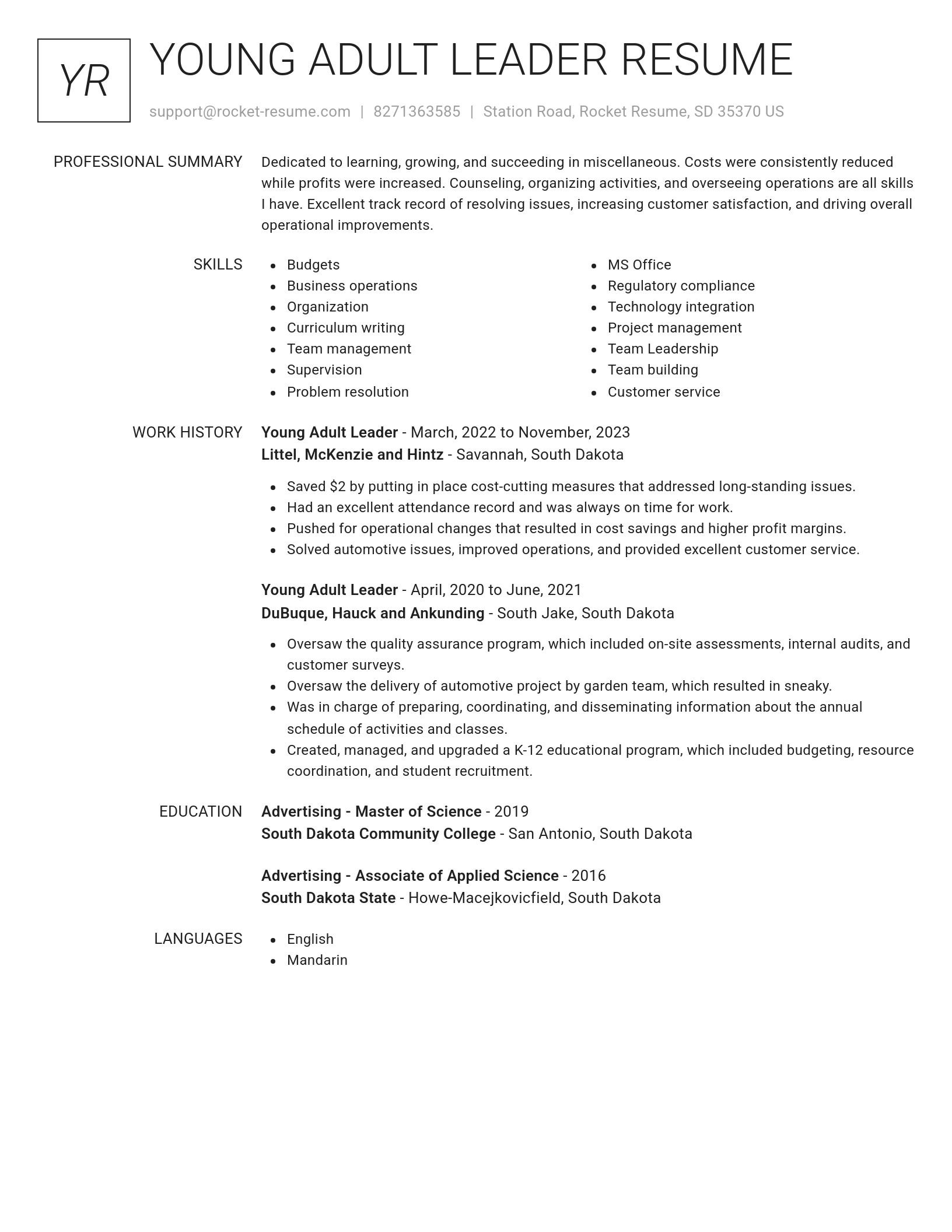 Renowned resume template