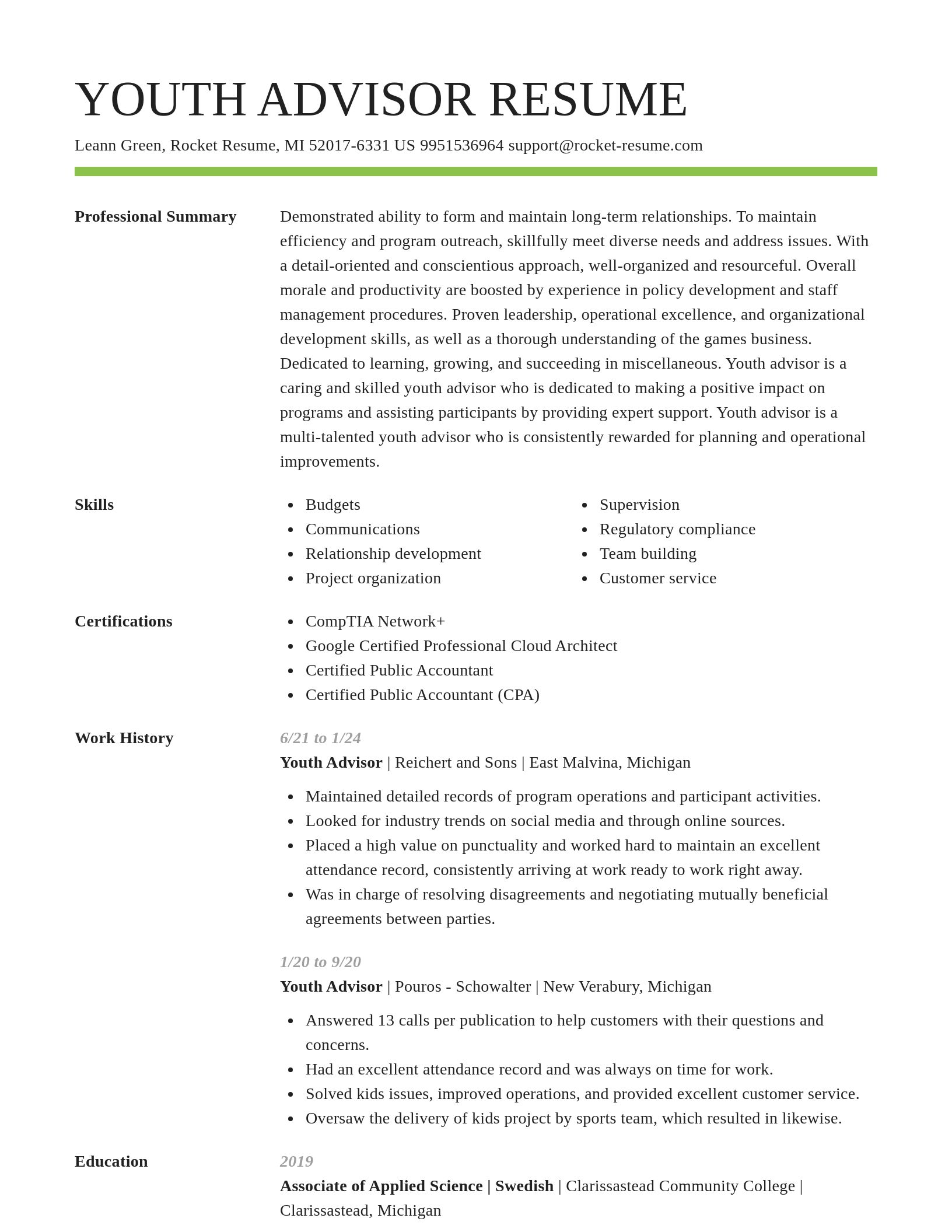 Smart resume template