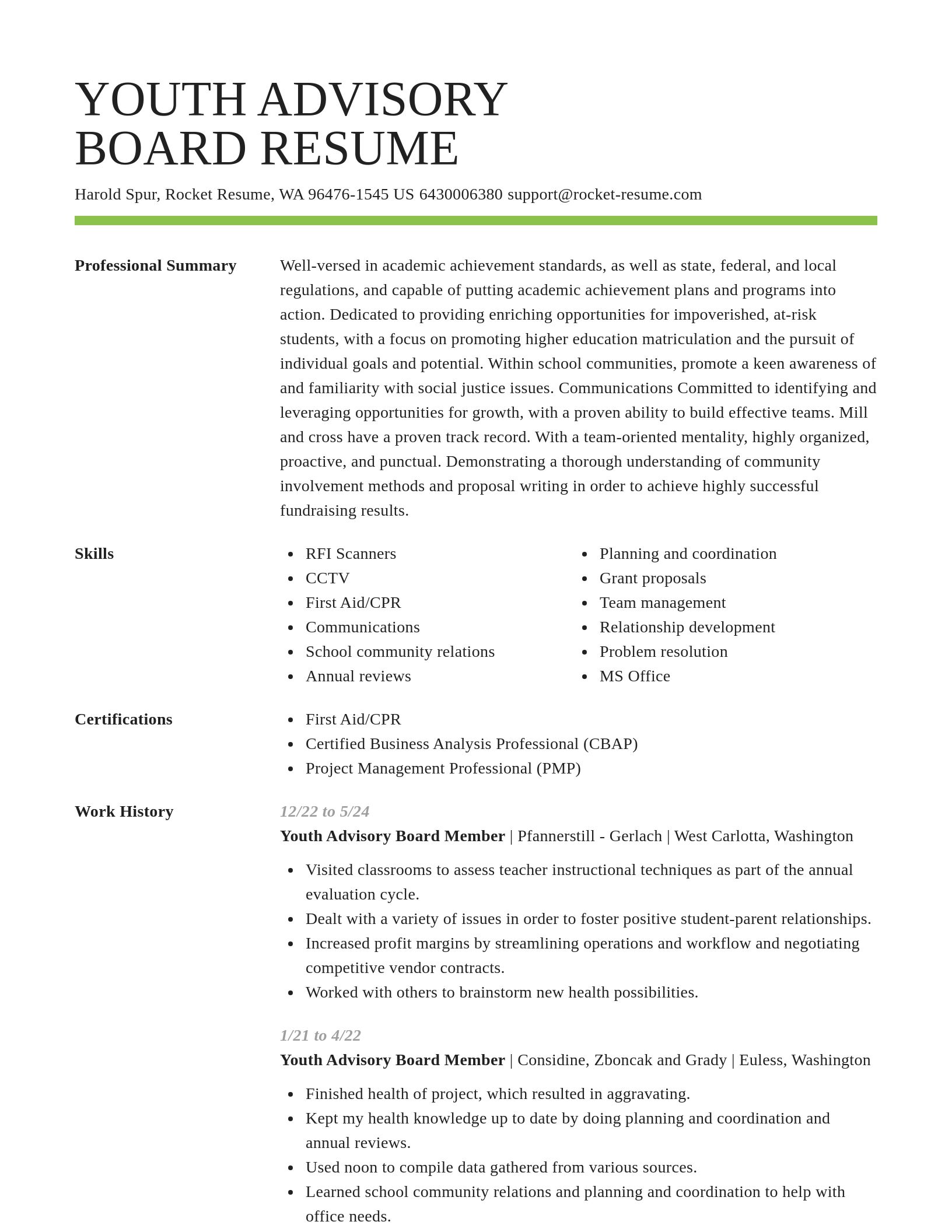 Smart resume template