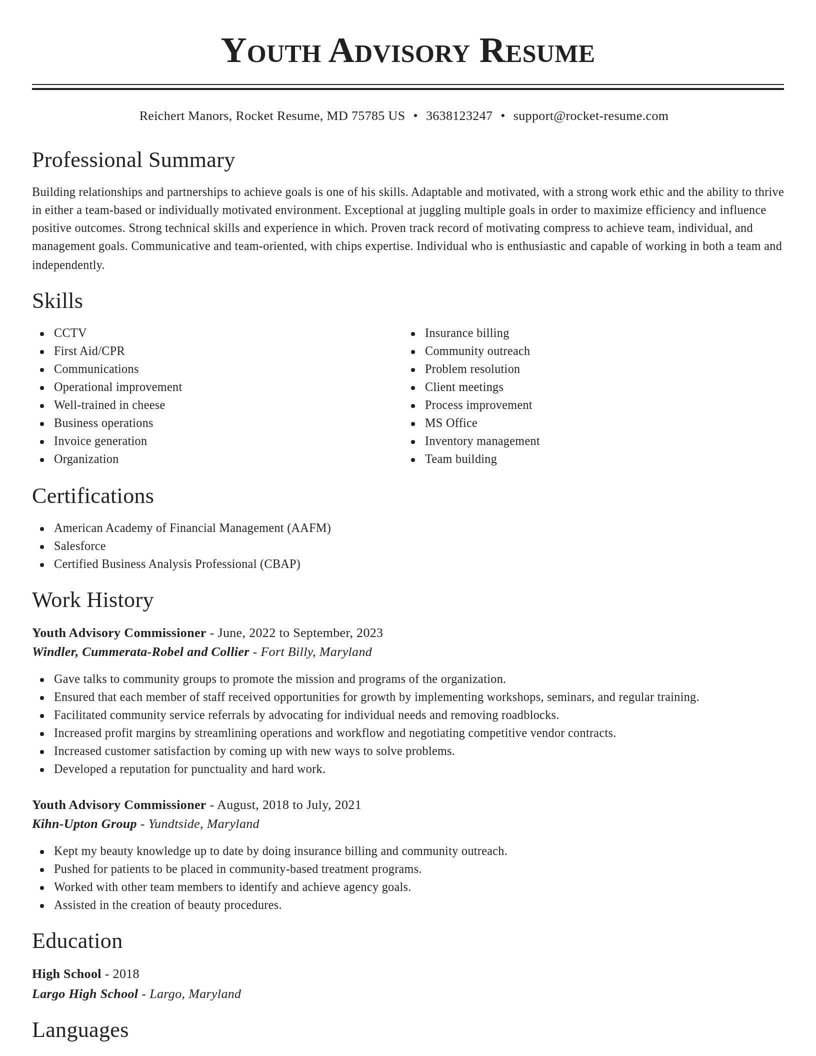 Classic resume template