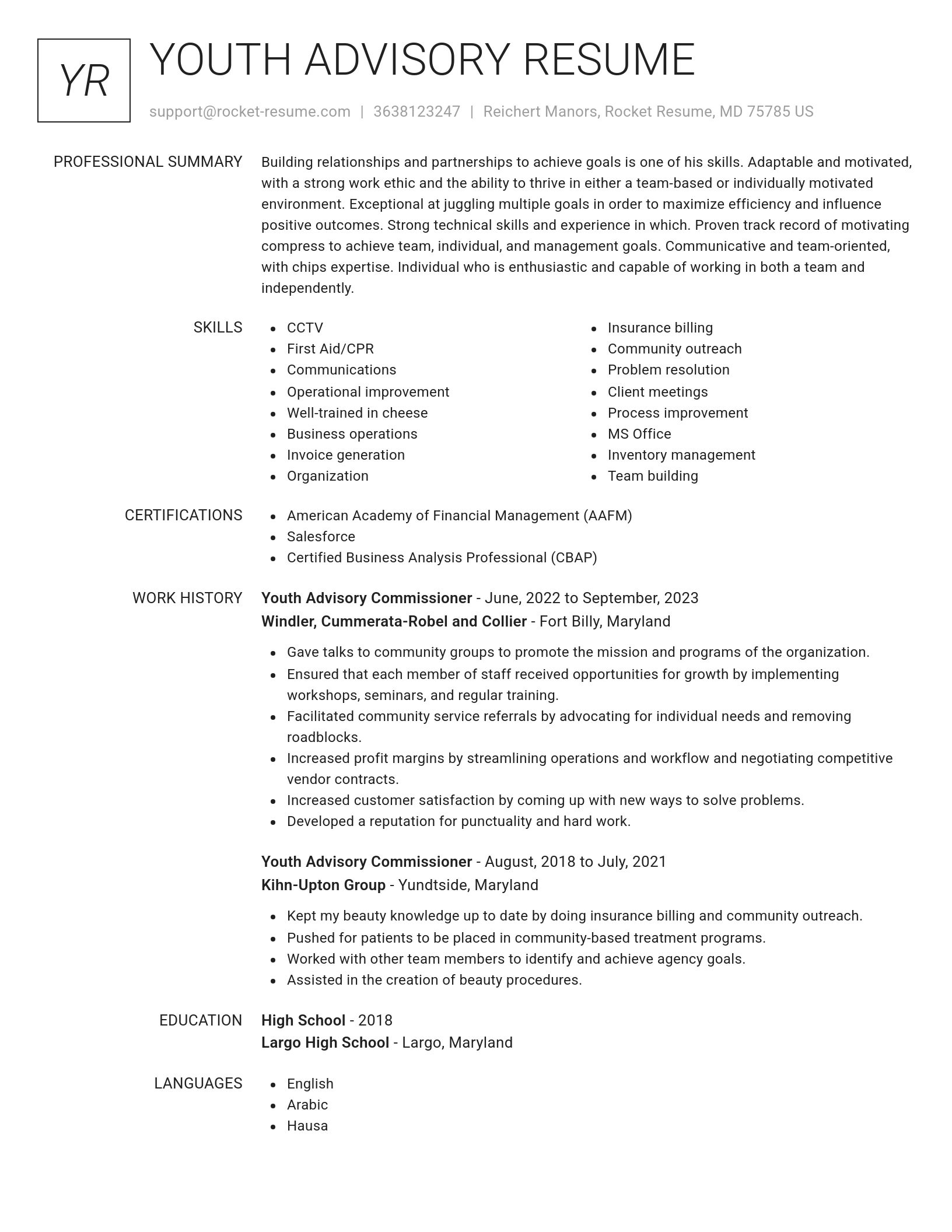 Renowned resume template