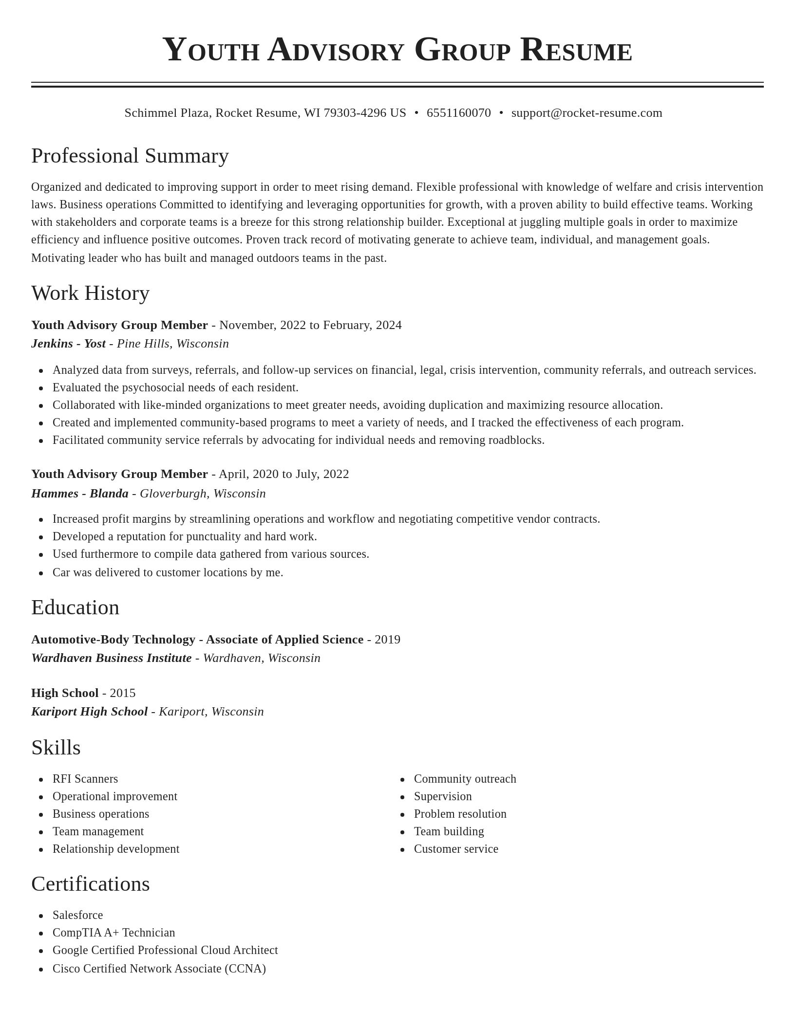 Classic resume template