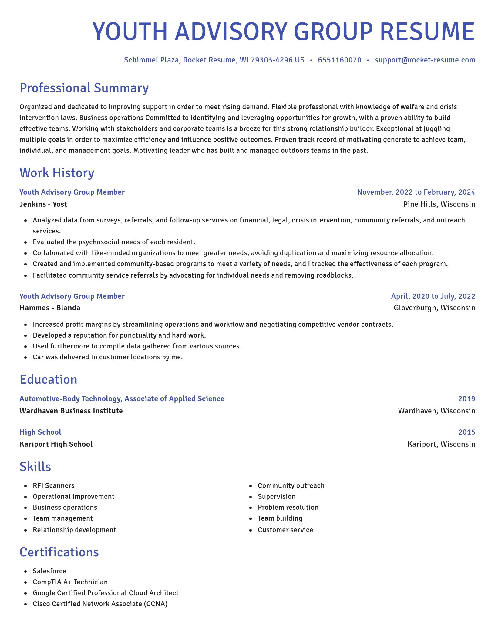 Novel resume template