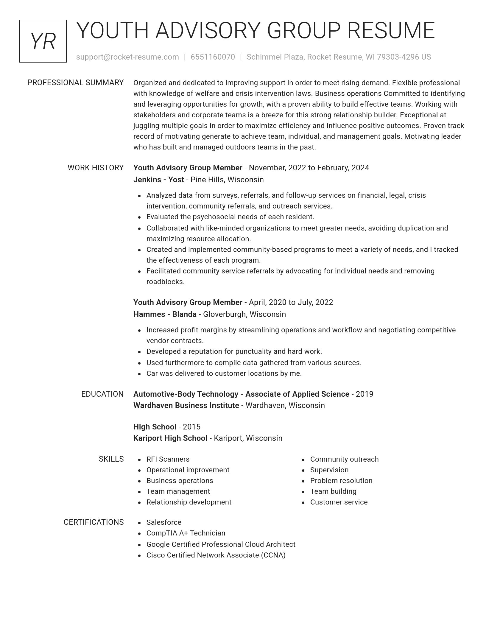 Renowned resume template