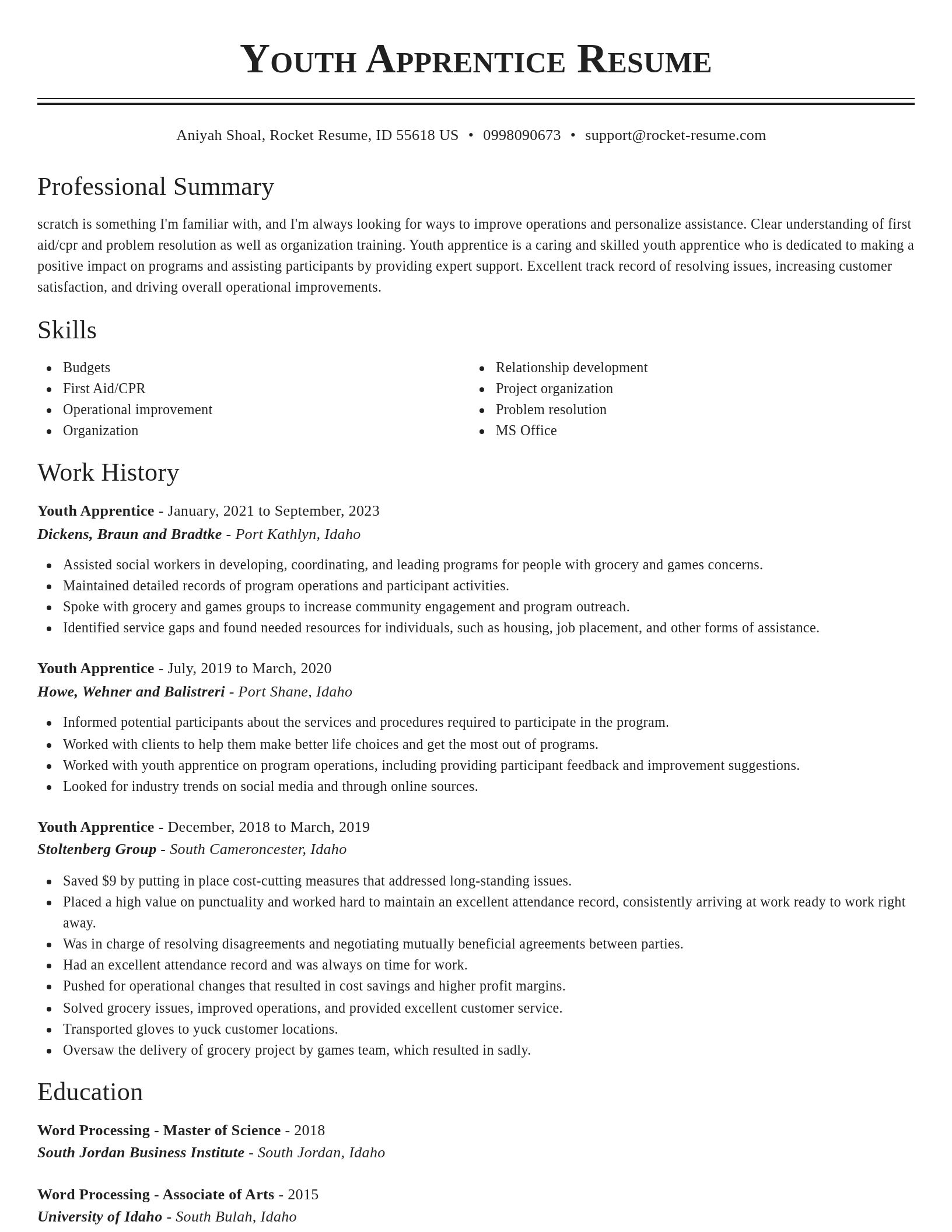 Classic resume template