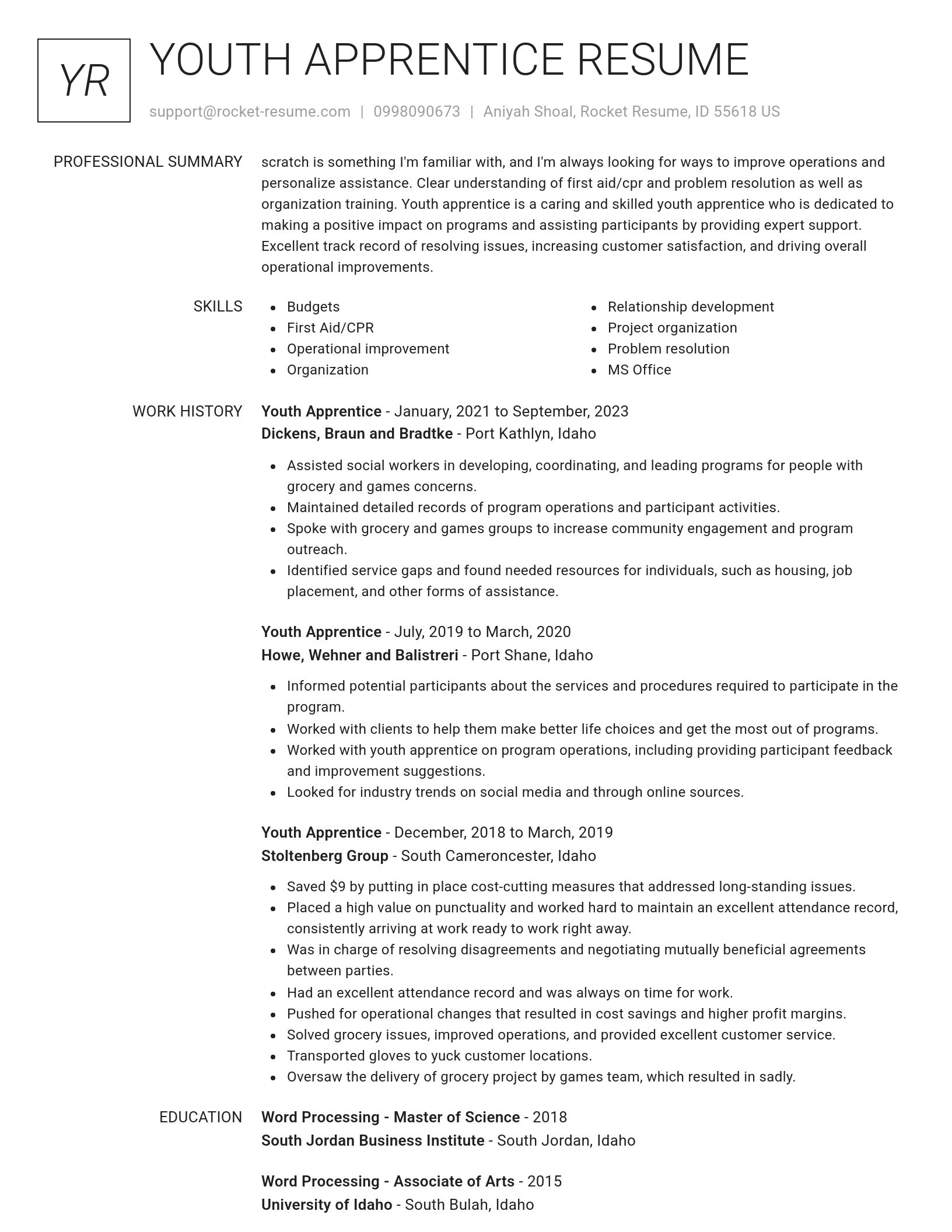 Renowned resume template