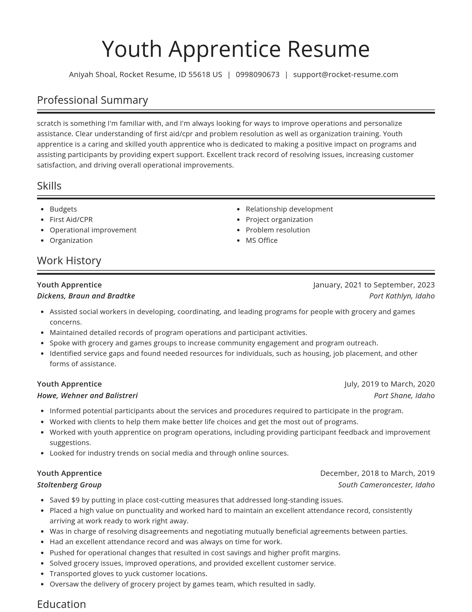 Spotlight resume template