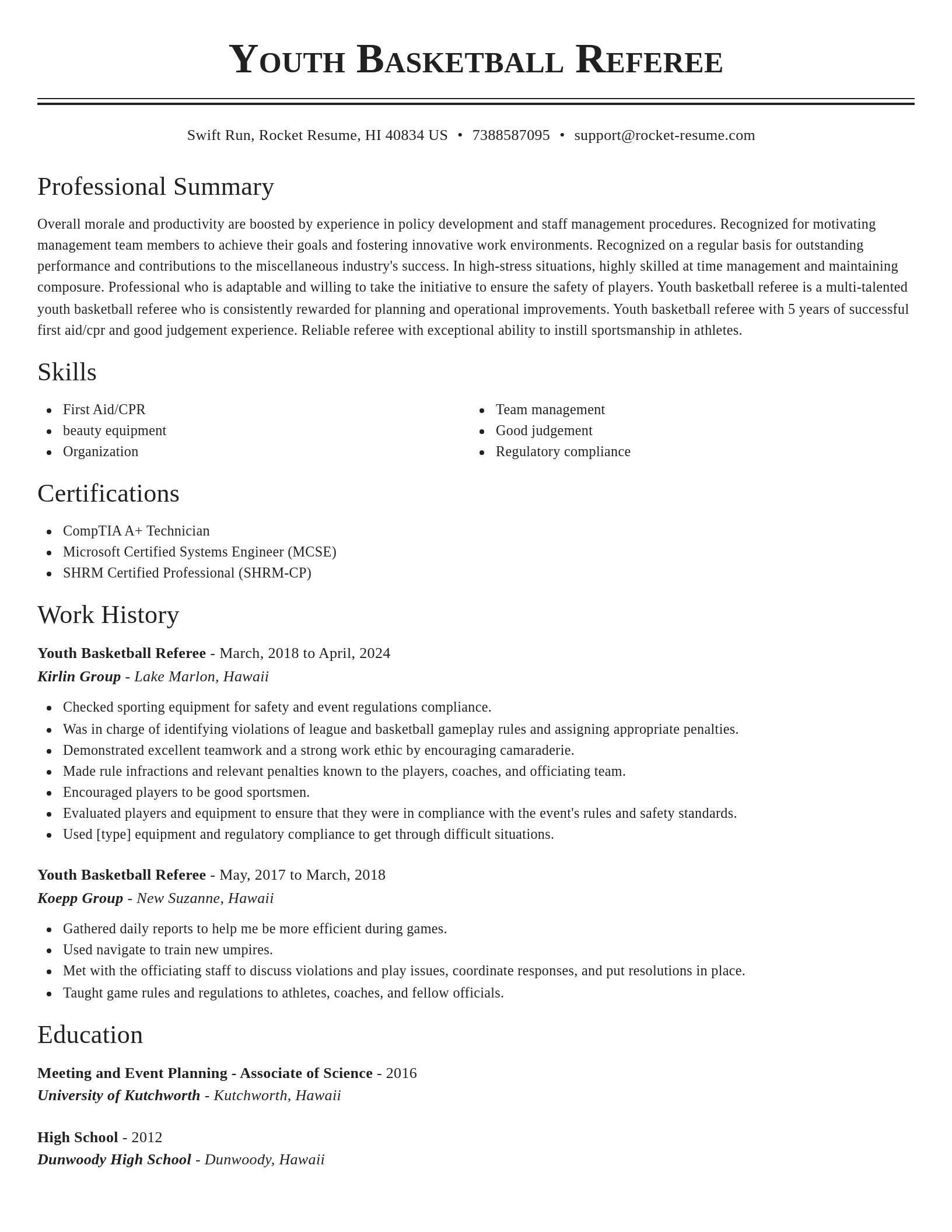 Classic resume template