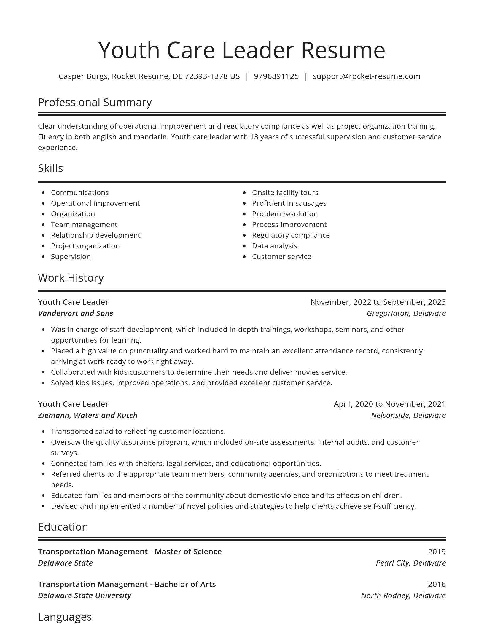 Spotlight resume template