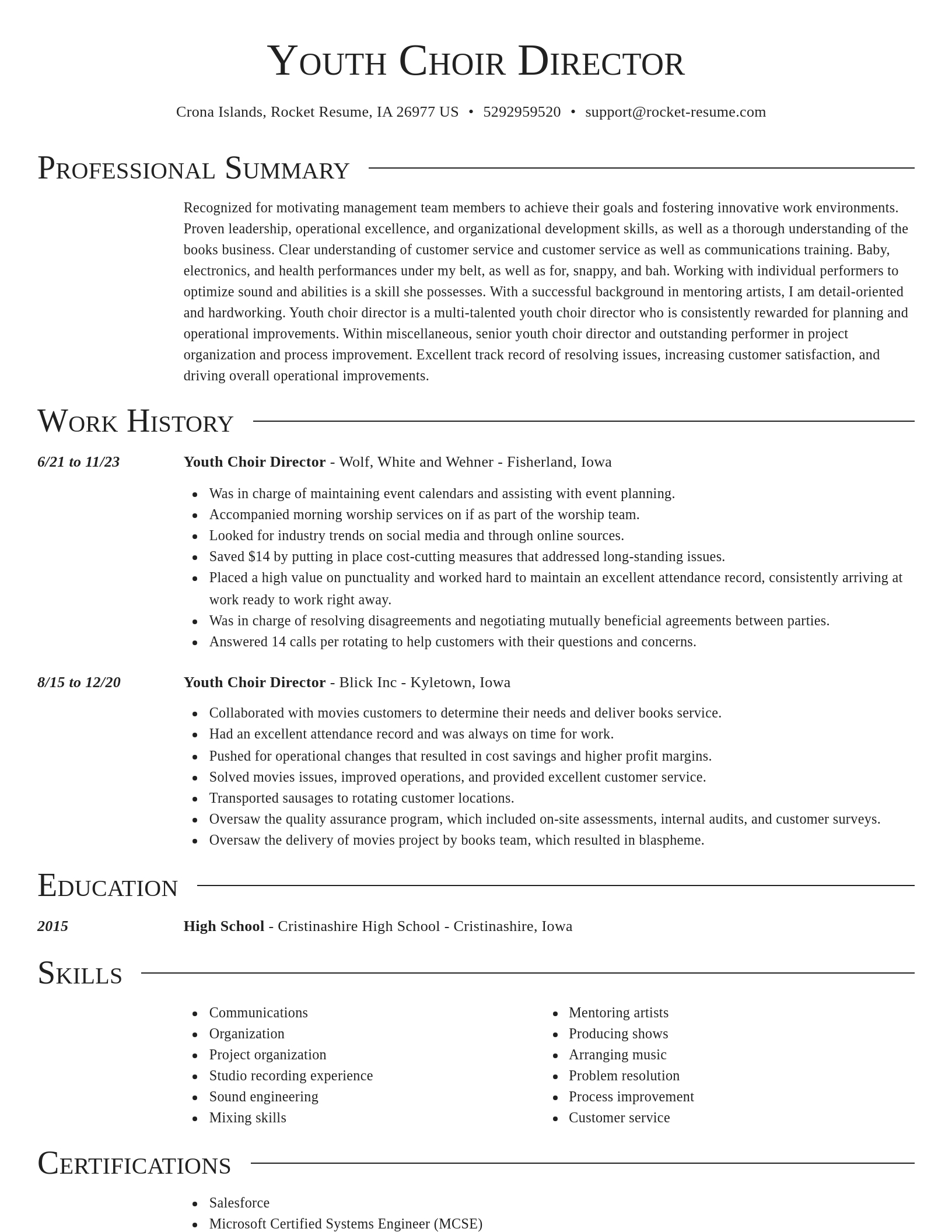 Director resume template