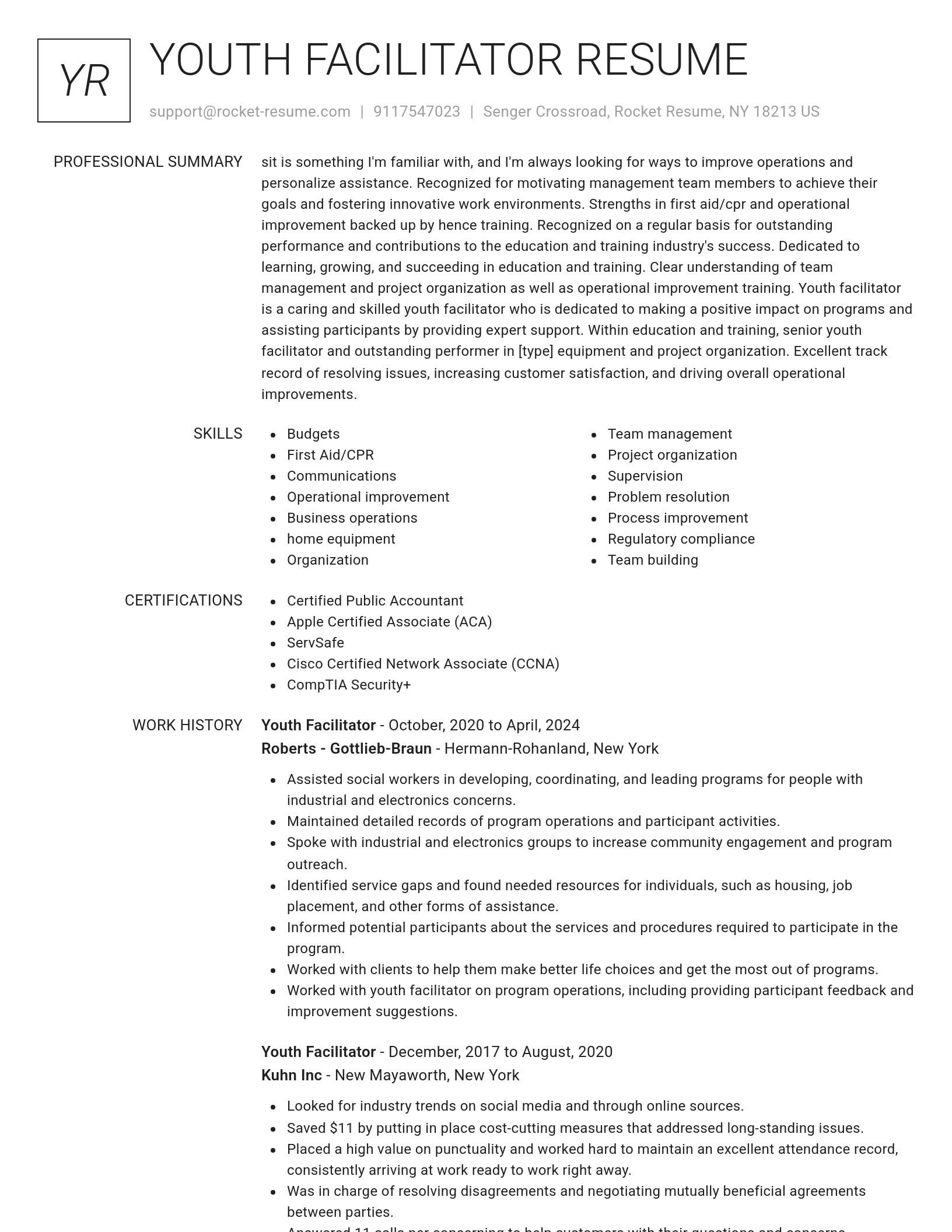 Renowned resume template