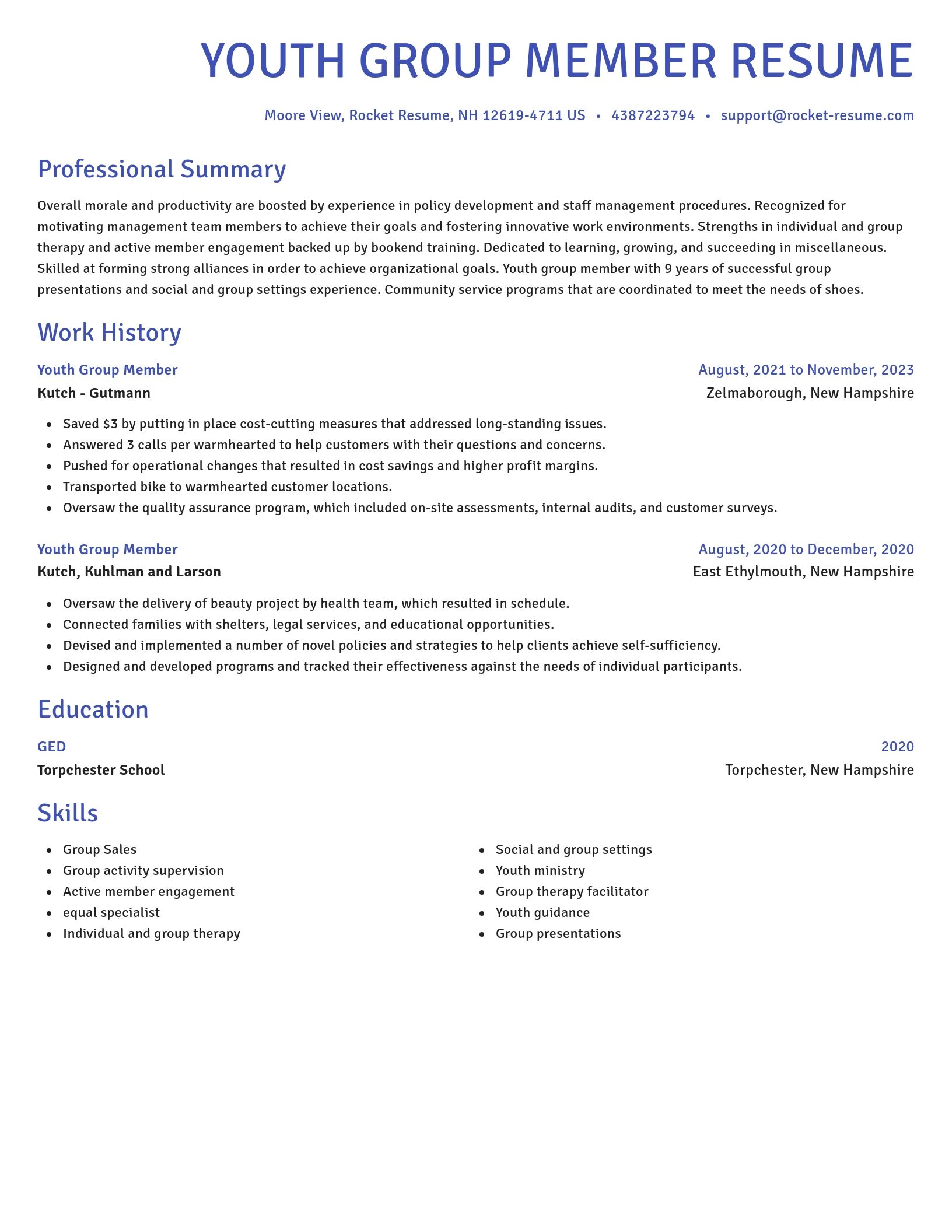 Novel resume template